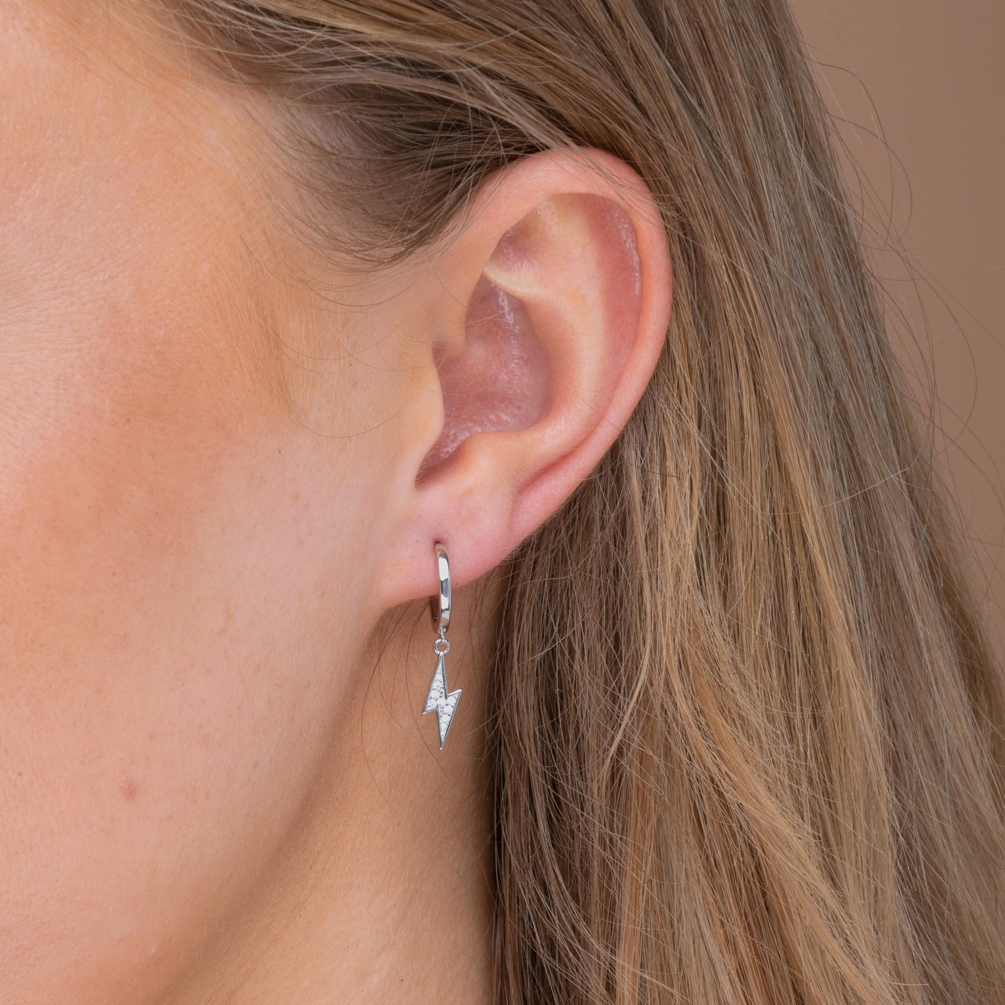 Lightning Bolt Dangling Hoops - Camile & Stone