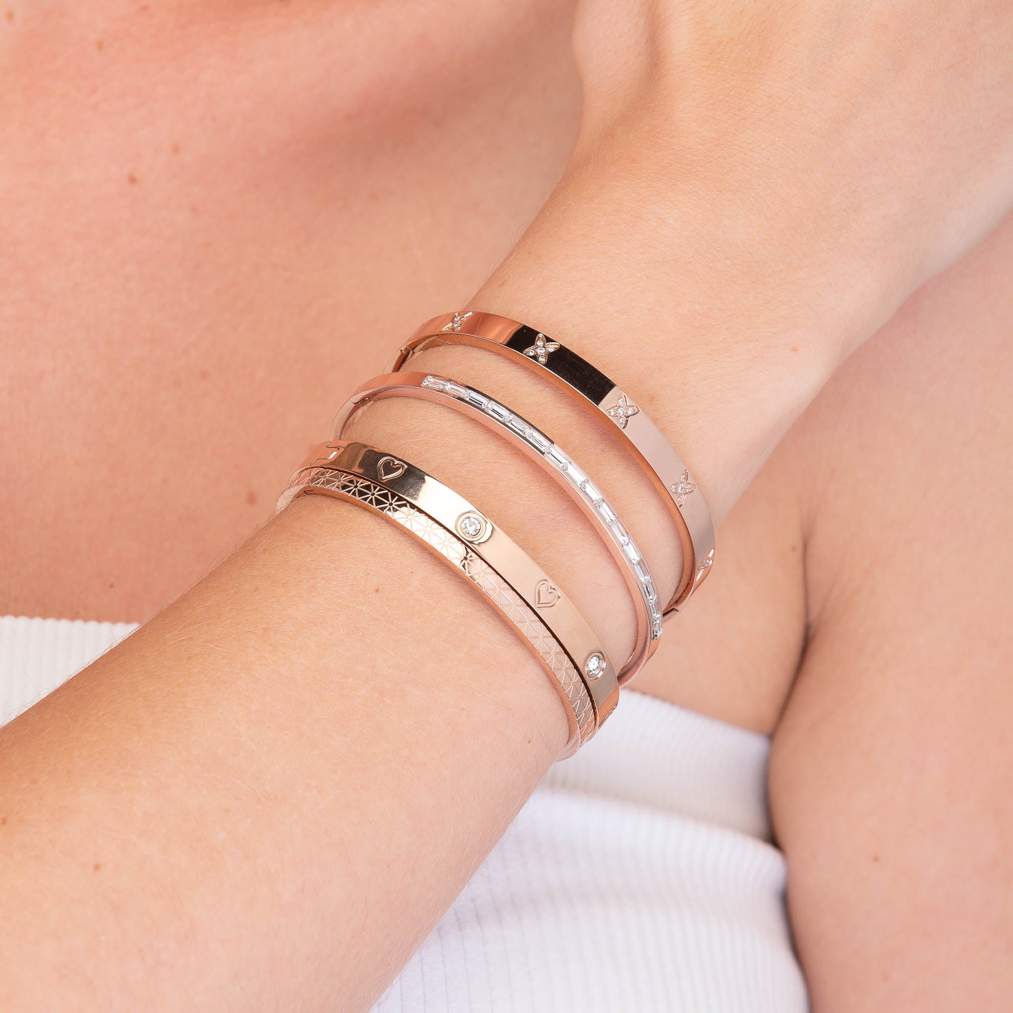 Linear Baguette Hinged Bangle Bracelet - Camile & Stone