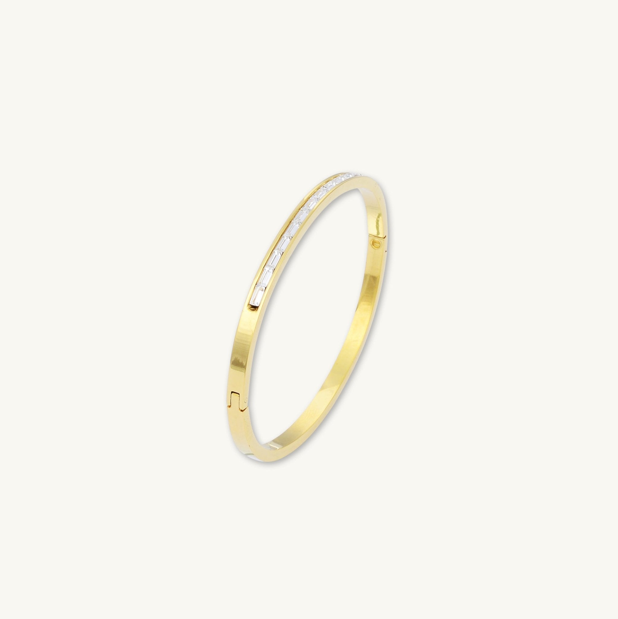 Linear Baguette Hinged Bangle Bracelet - Camile & Stone