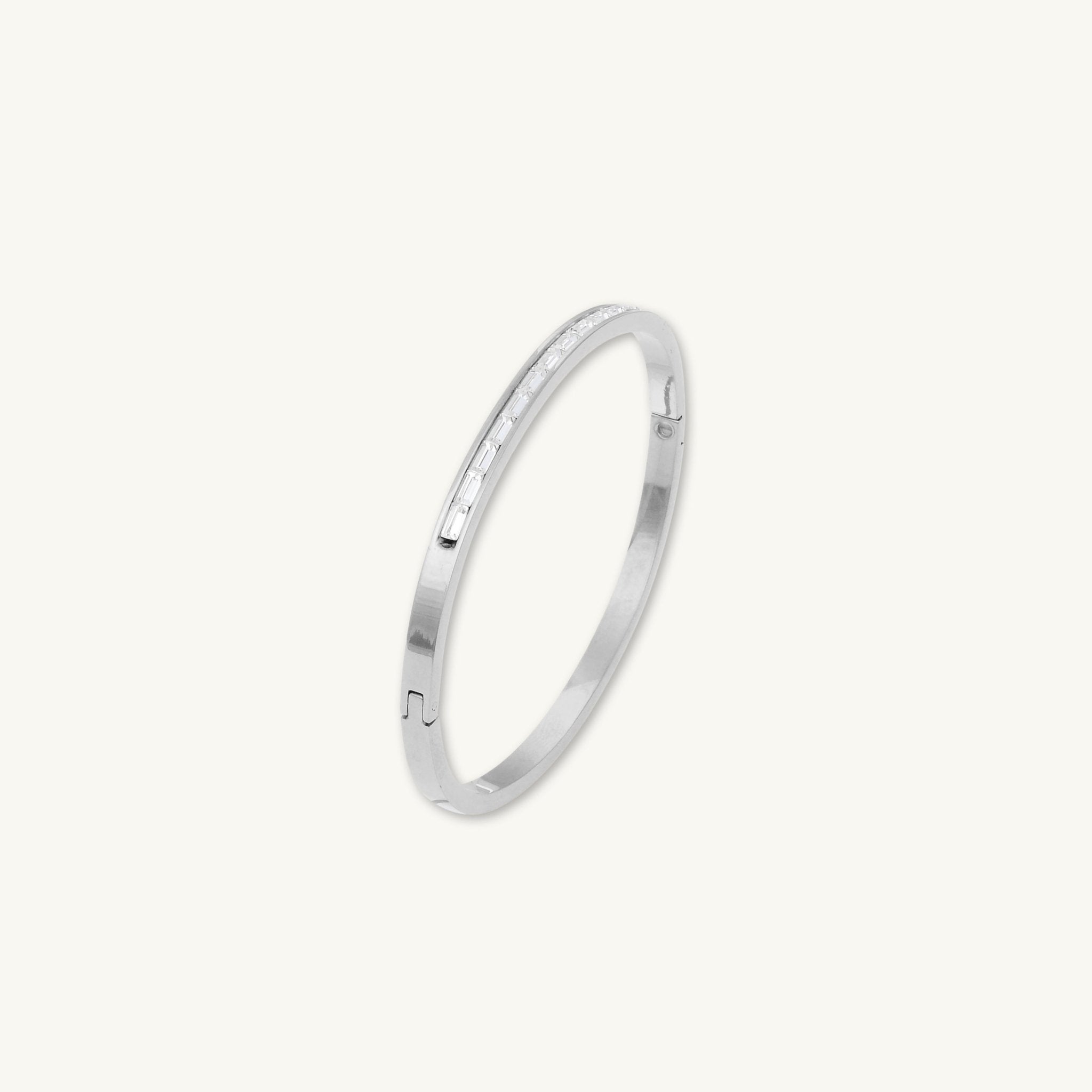 Linear Baguette Hinged Bangle Bracelet - Camile & Stone