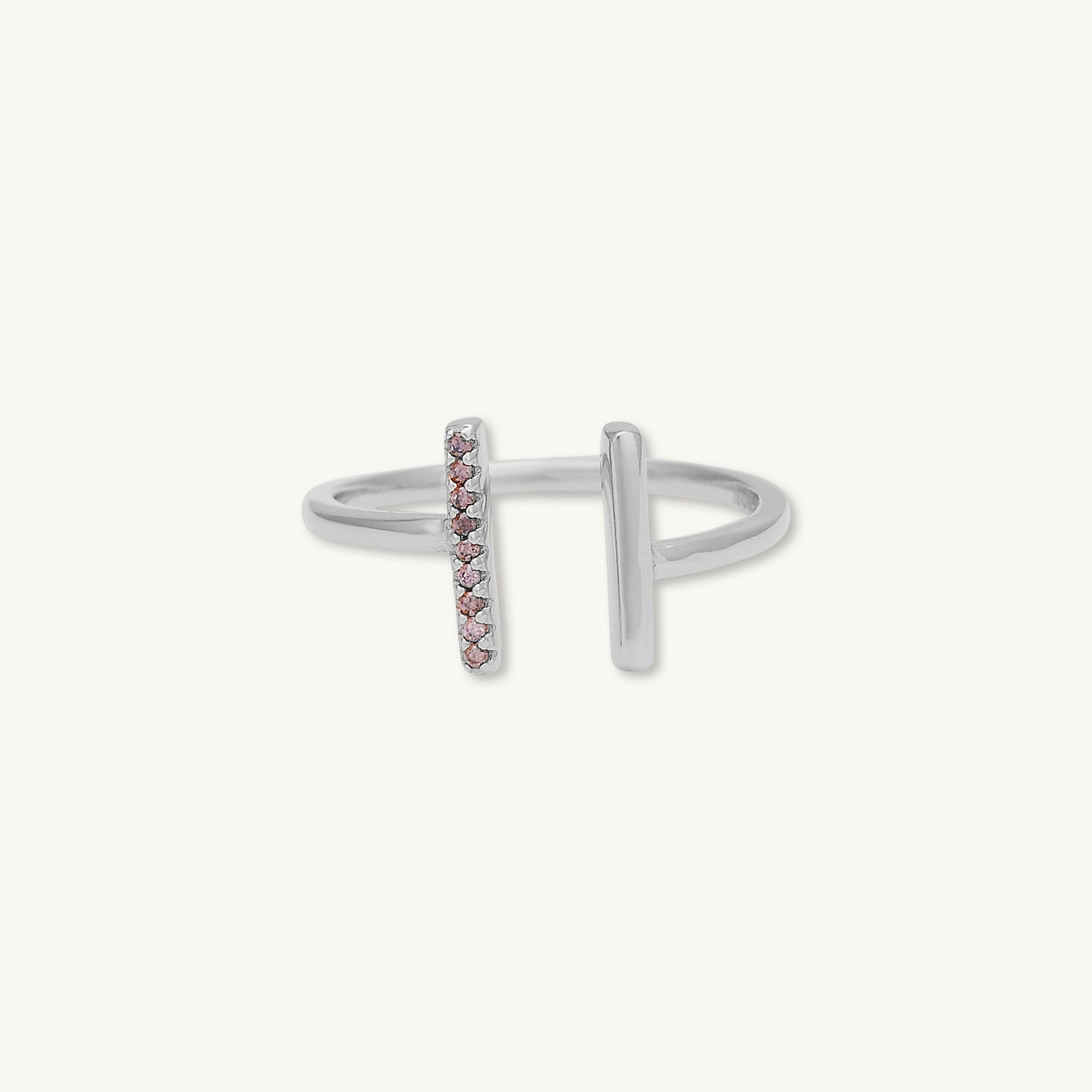 Linear Bar Zirconia Open Ring - Camile & Stone