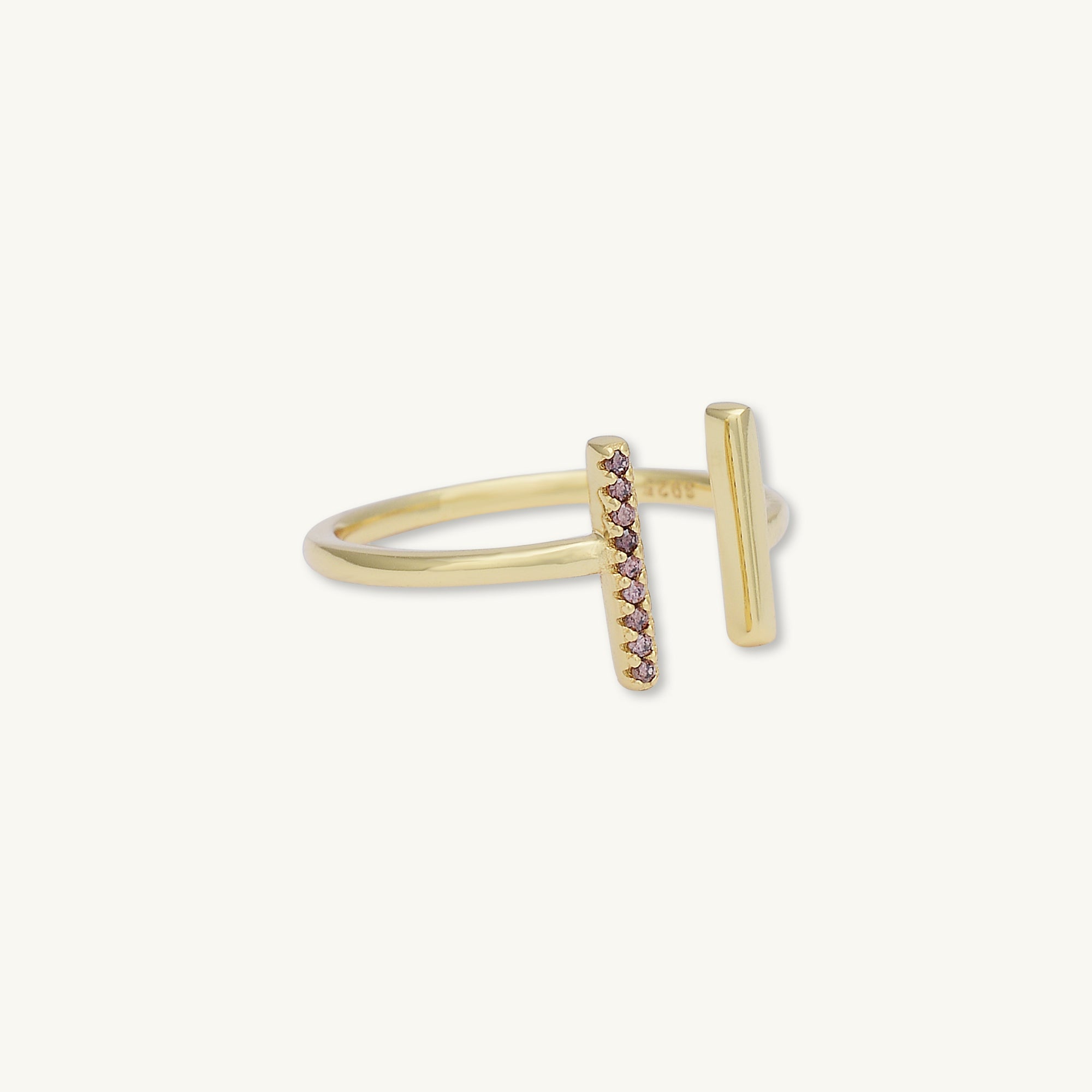 Linear Bar Zirconia Open Ring - Camile & Stone
