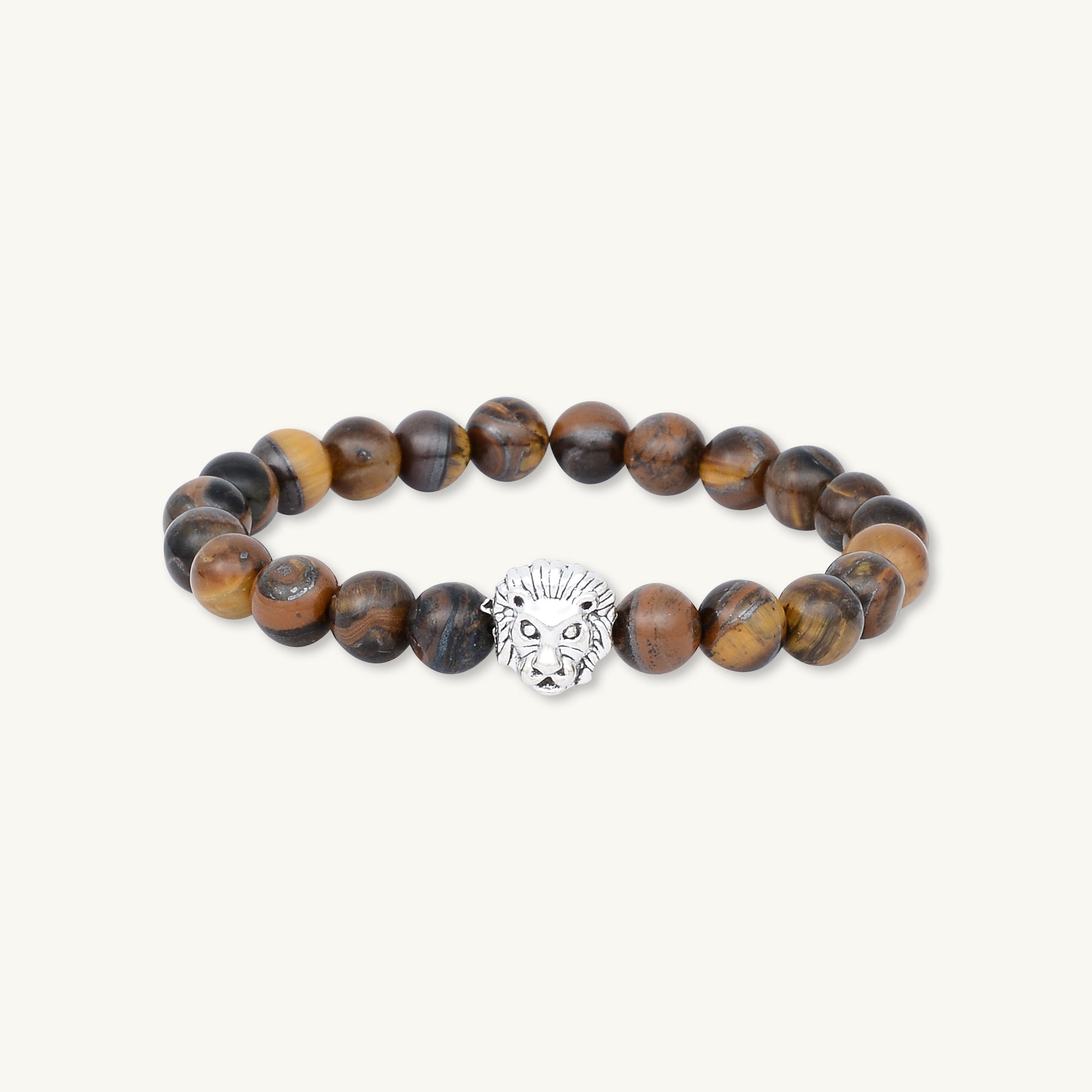 Lion Brown Tiger Eye Beaded Bracelet - Camile & Stone