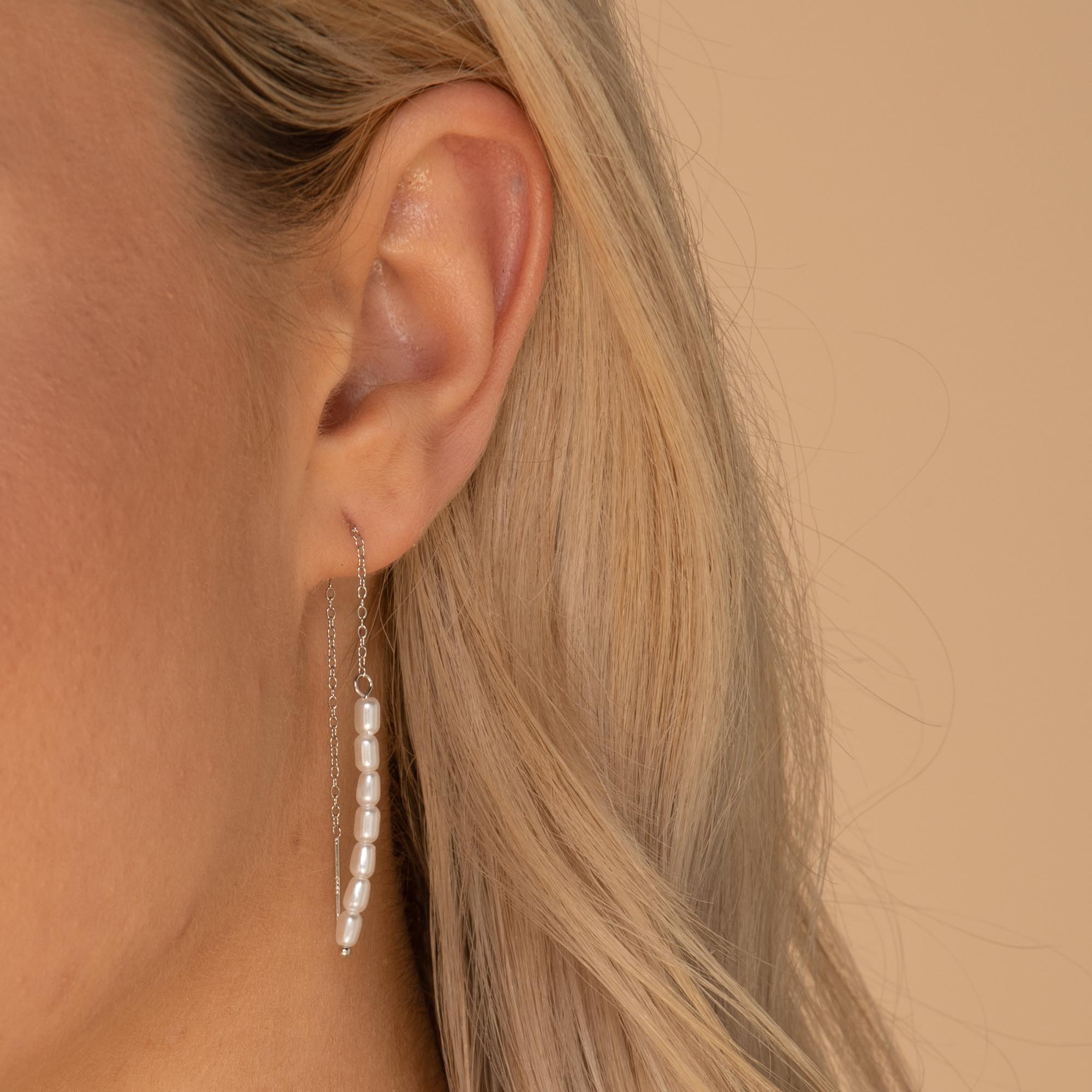 Long Pearl Threader Earrings - Camile & Stone