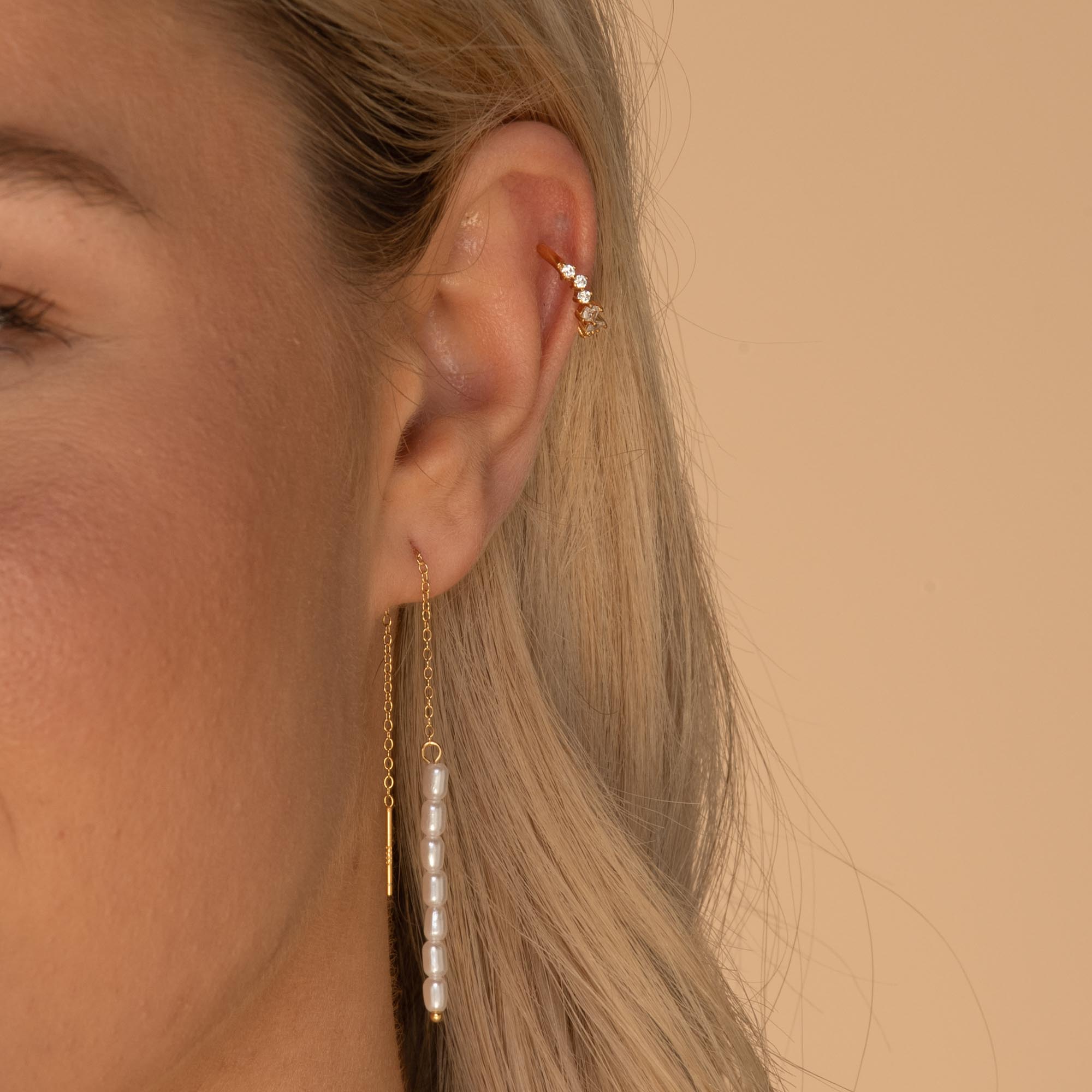 Long Pearl Threader Earrings - Camile & Stone