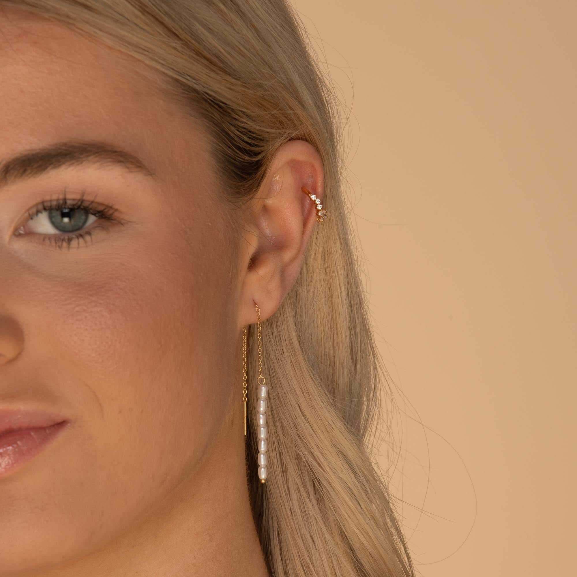 Long Pearl Threader Earrings - Camile & Stone