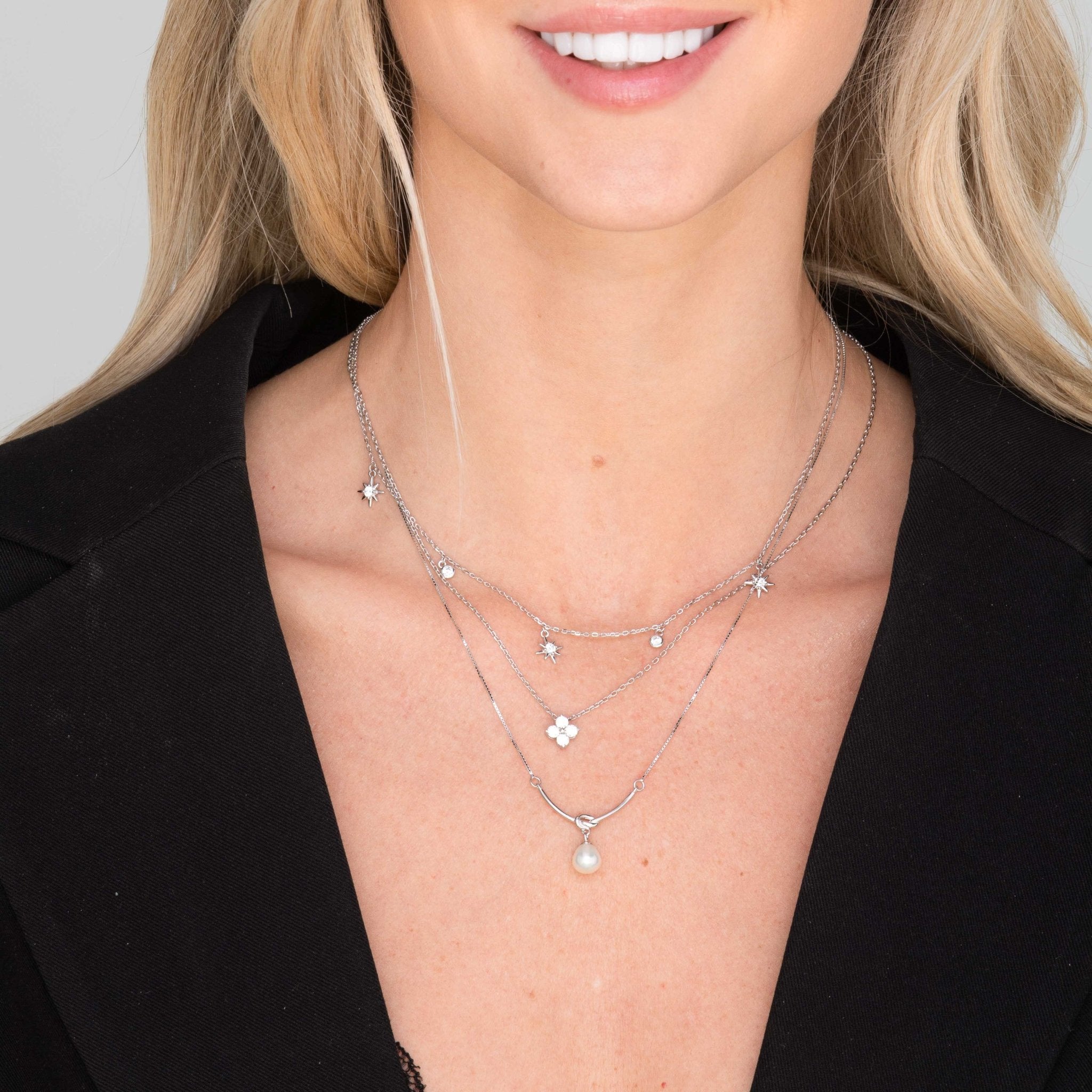 Love Knot Freshwater Pearl Drop Necklace - Camile & Stone