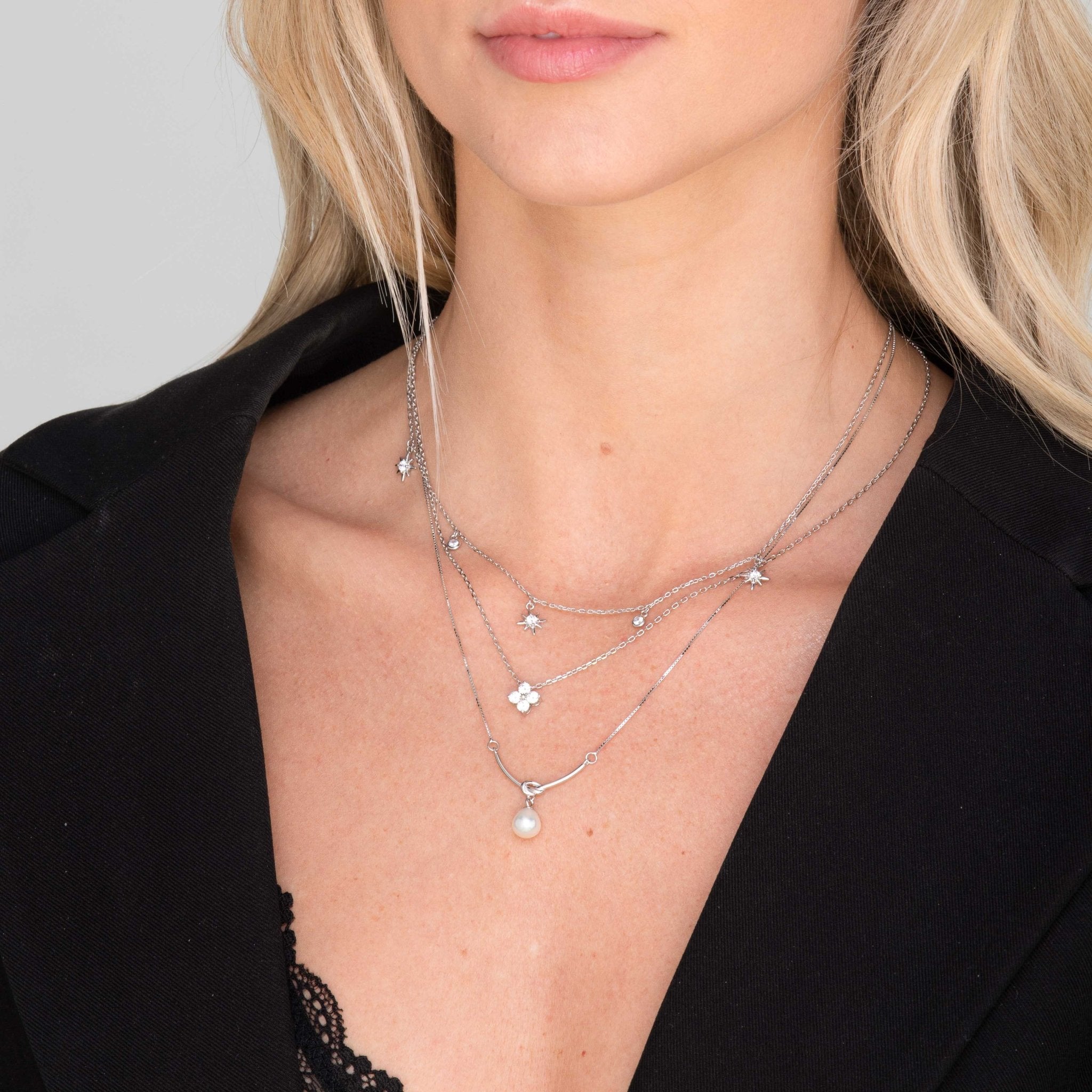 Love Knot Freshwater Pearl Drop Necklace - Camile & Stone