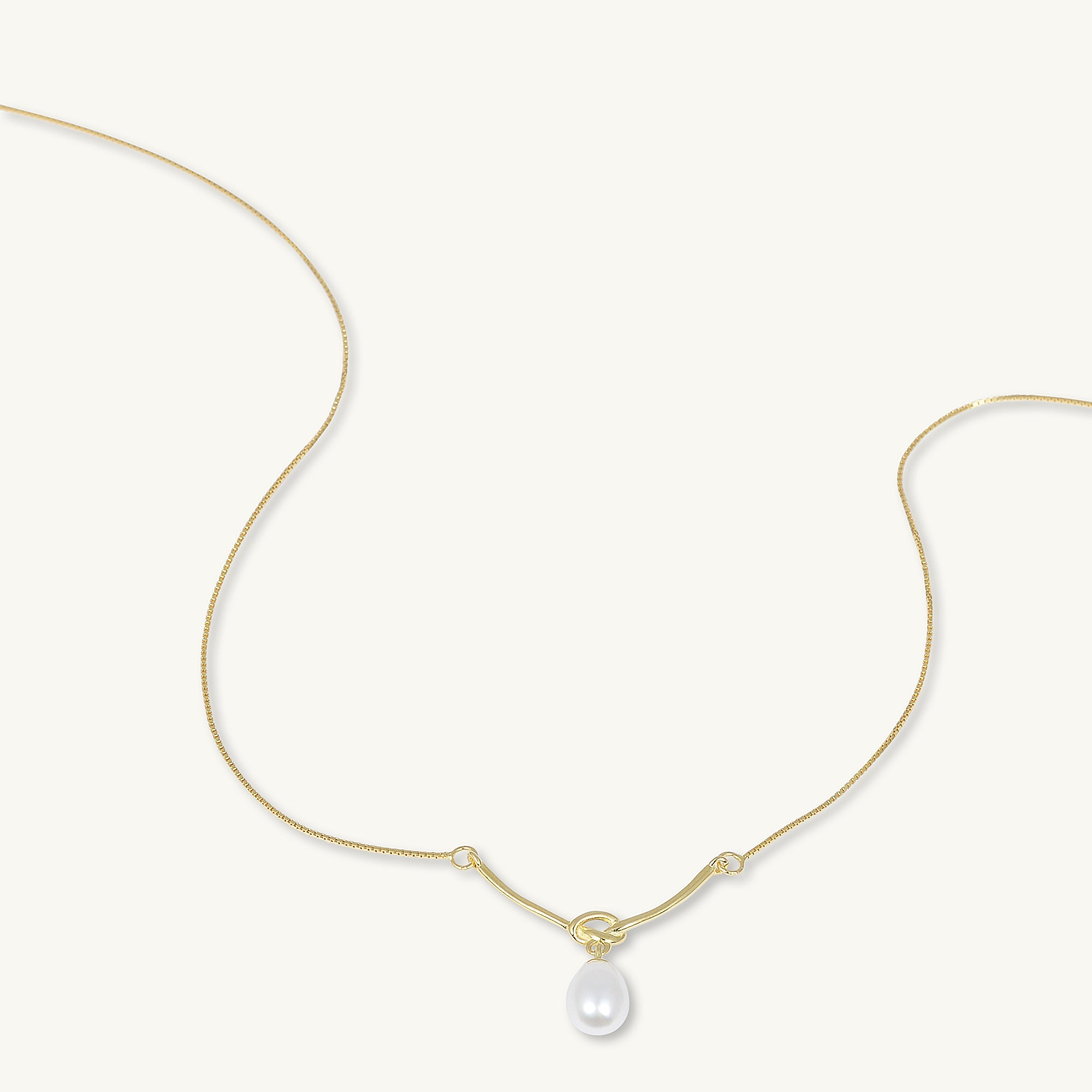 Love Knot Freshwater Pearl Drop Necklace - Camile & Stone