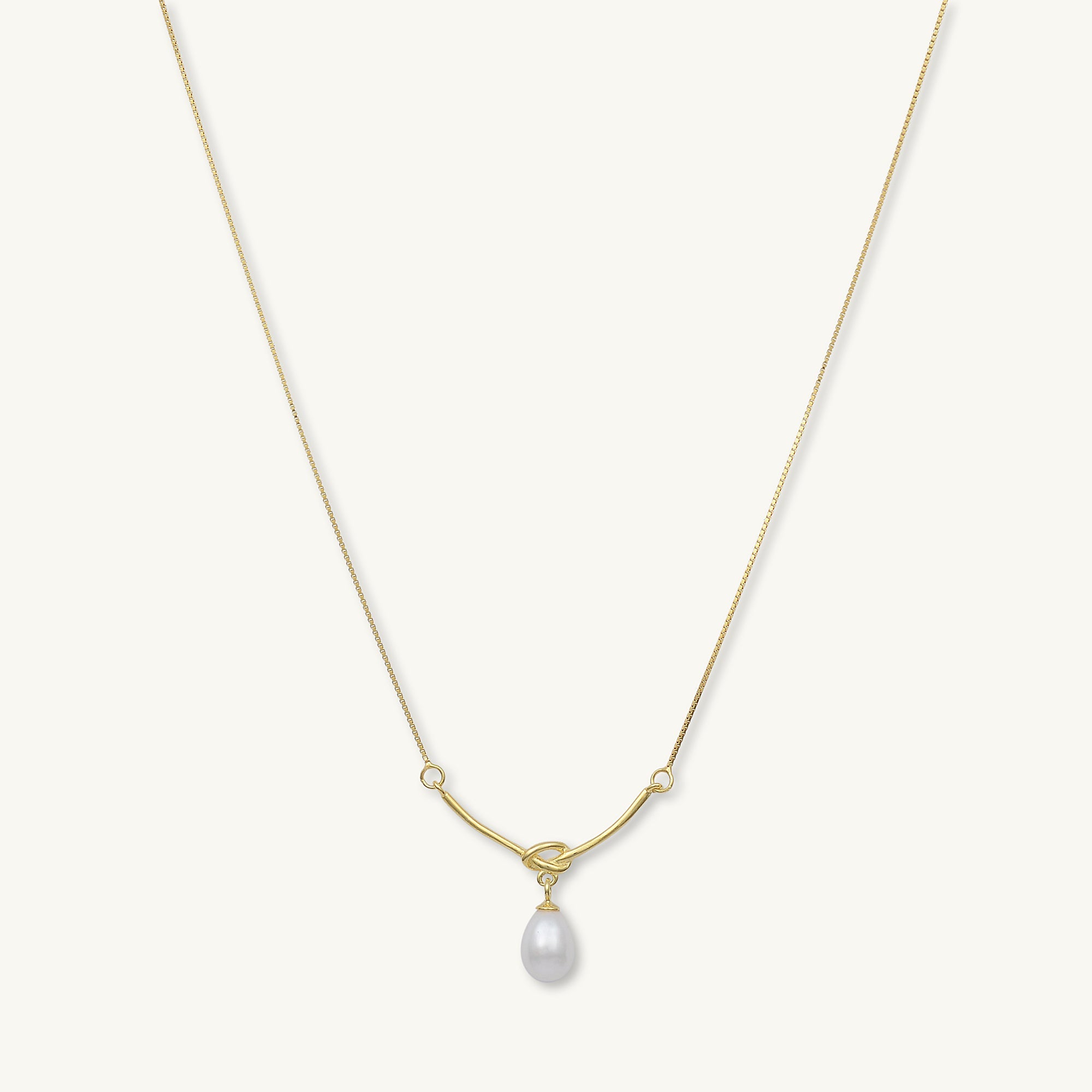 Love Knot Freshwater Pearl Drop Necklace - Camile & Stone