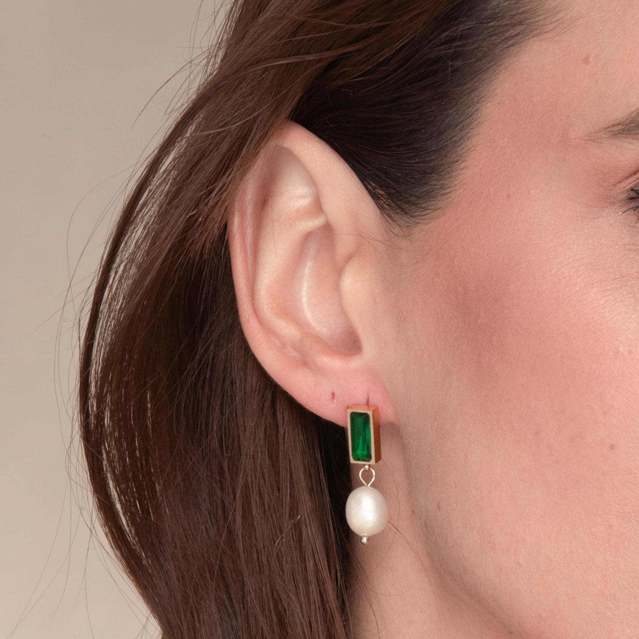 Lydia Emerald Pearl Earrings - Camile & Stone