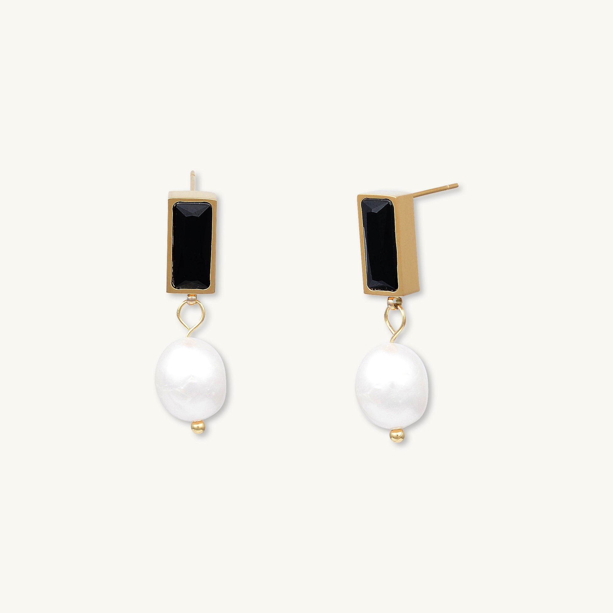 Lydia Onyx Pearl Earrings - Camile & Stone