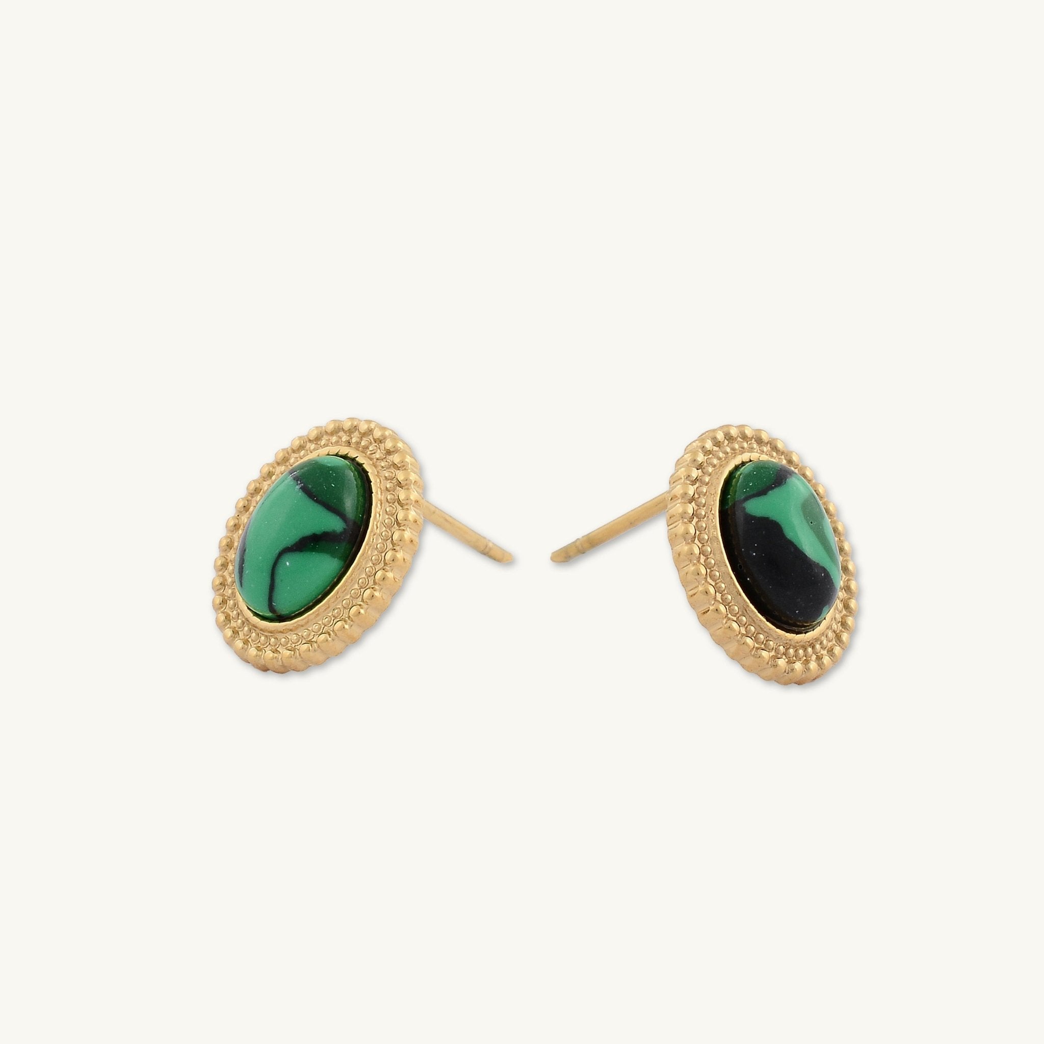 Malachite Vintage Oval Earrings - Camile & Stone