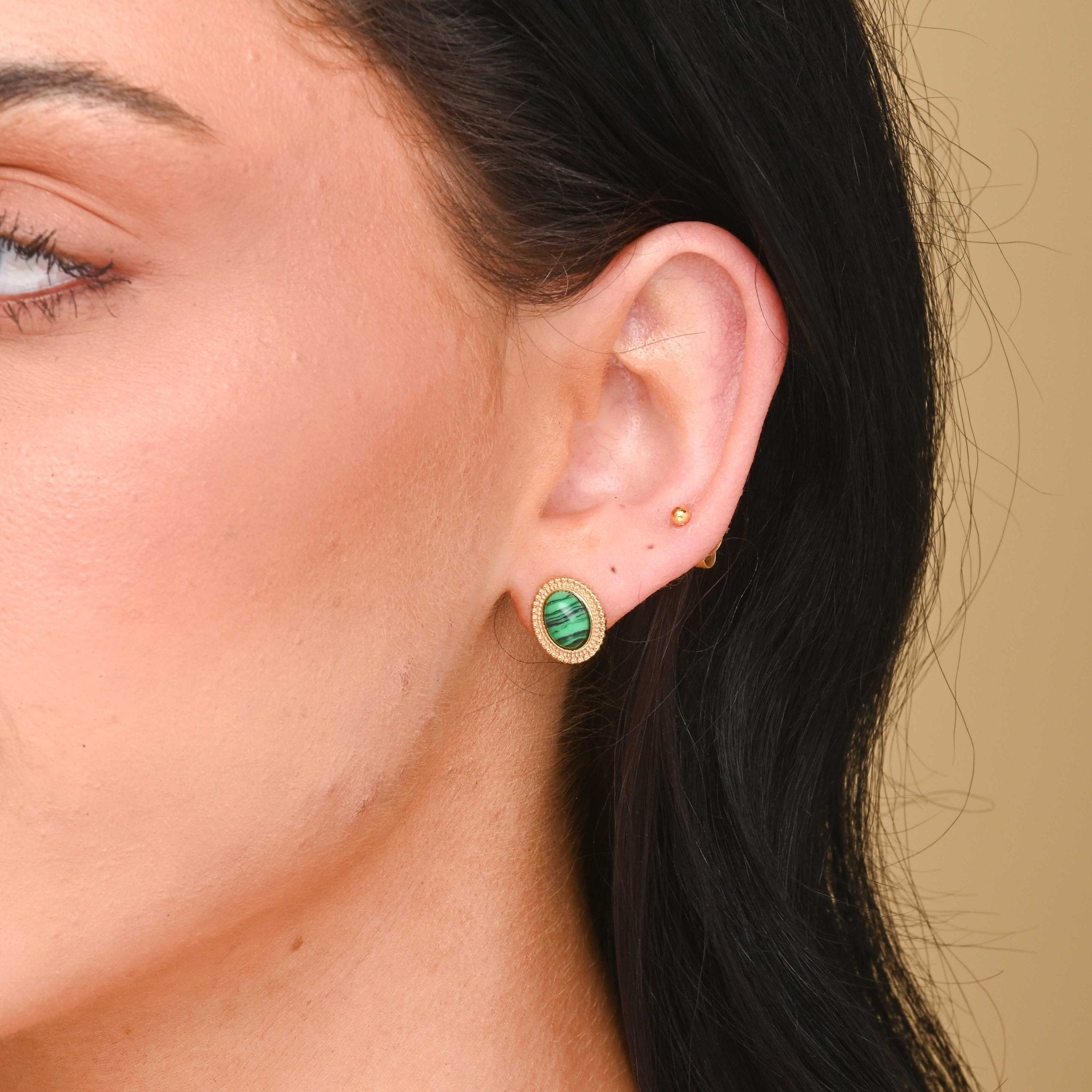 Malachite Vintage Oval Earrings - Camile & Stone