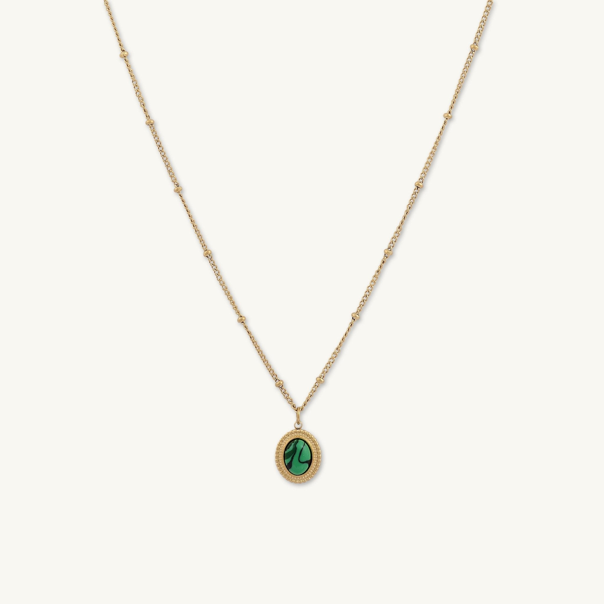 Malachite Vintage Oval Satellite Necklace - Camile & Stone