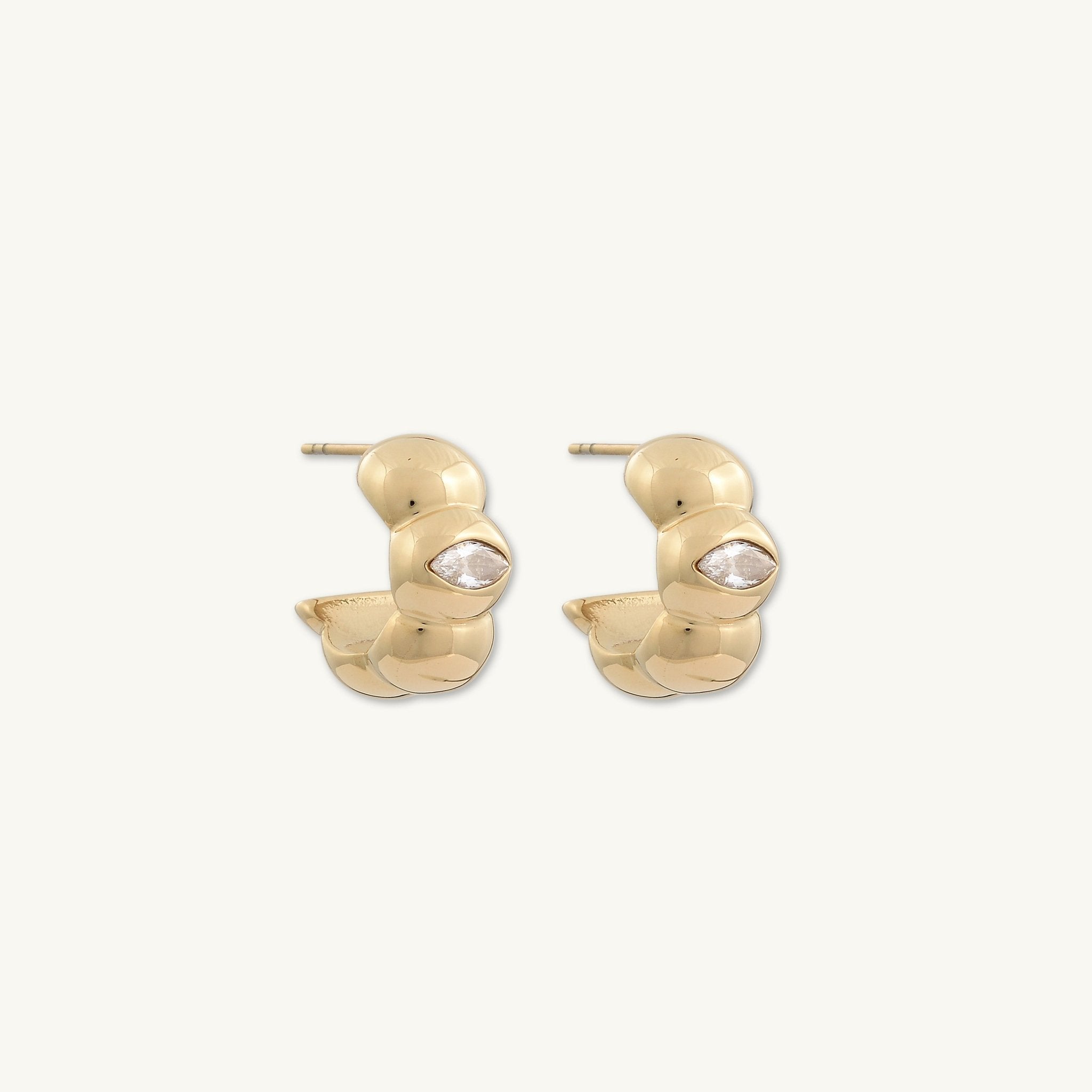 Marquise Eye Dome Huggie Earrings - Camile & Stone