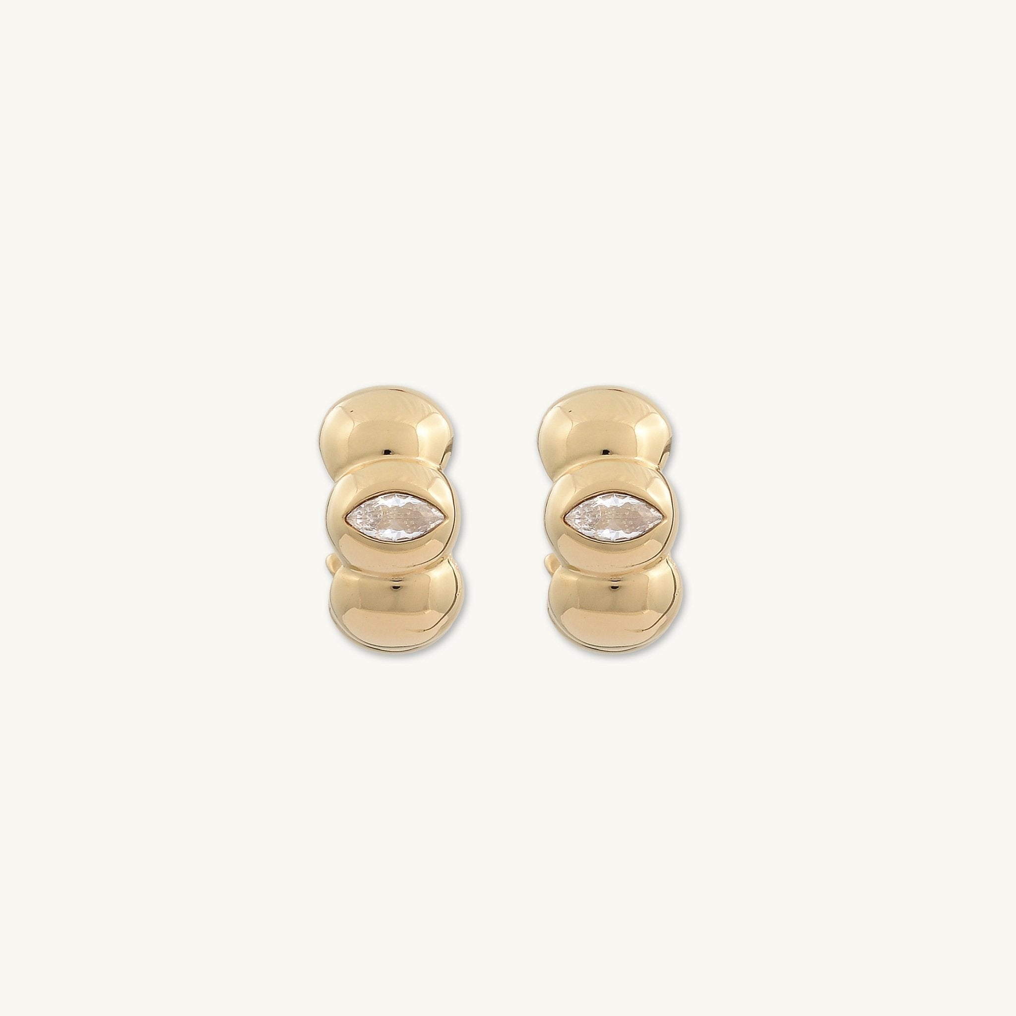 Marquise Eye Dome Huggie Earrings - Camile & Stone