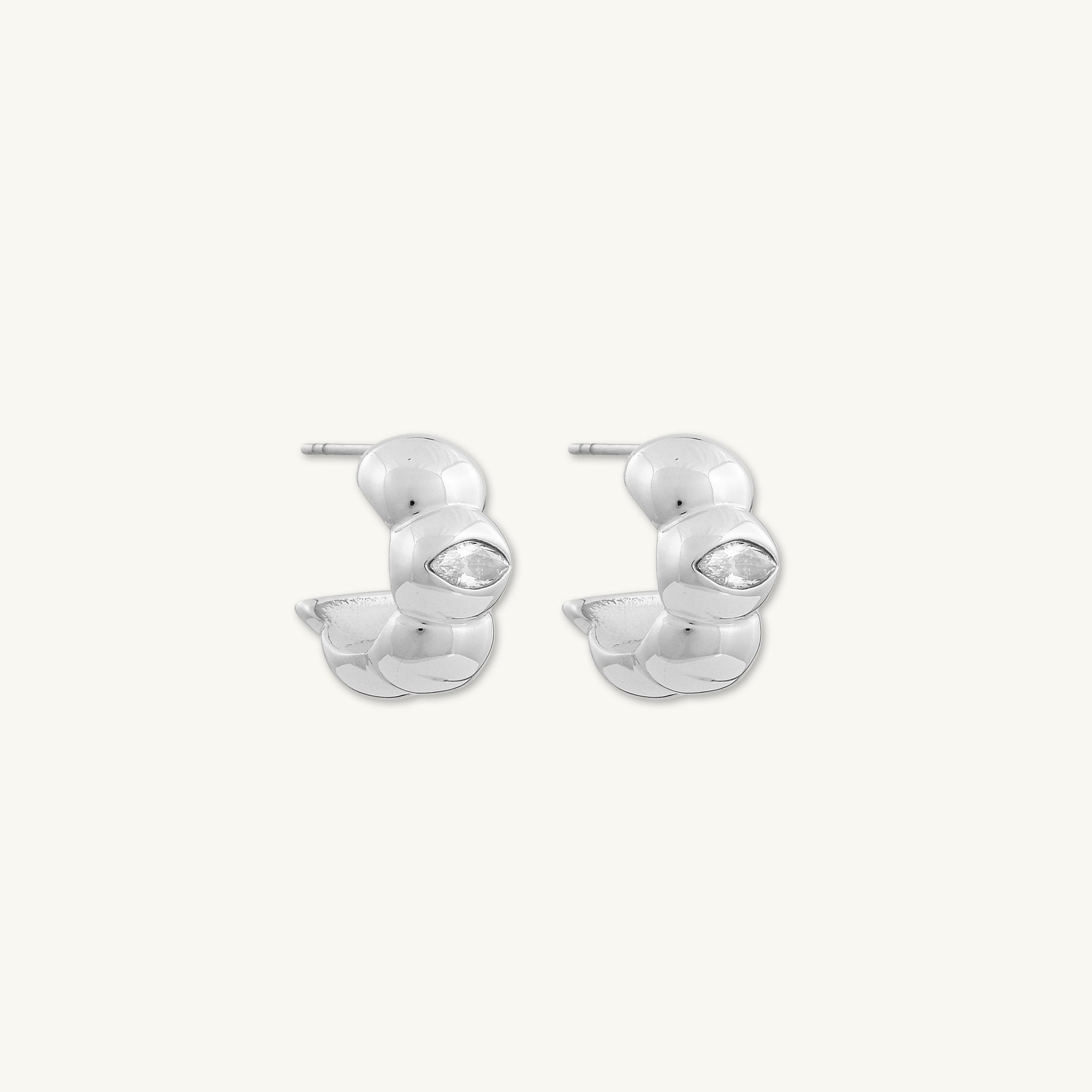 Marquise Eye Dome Huggie Earrings - Camile & Stone
