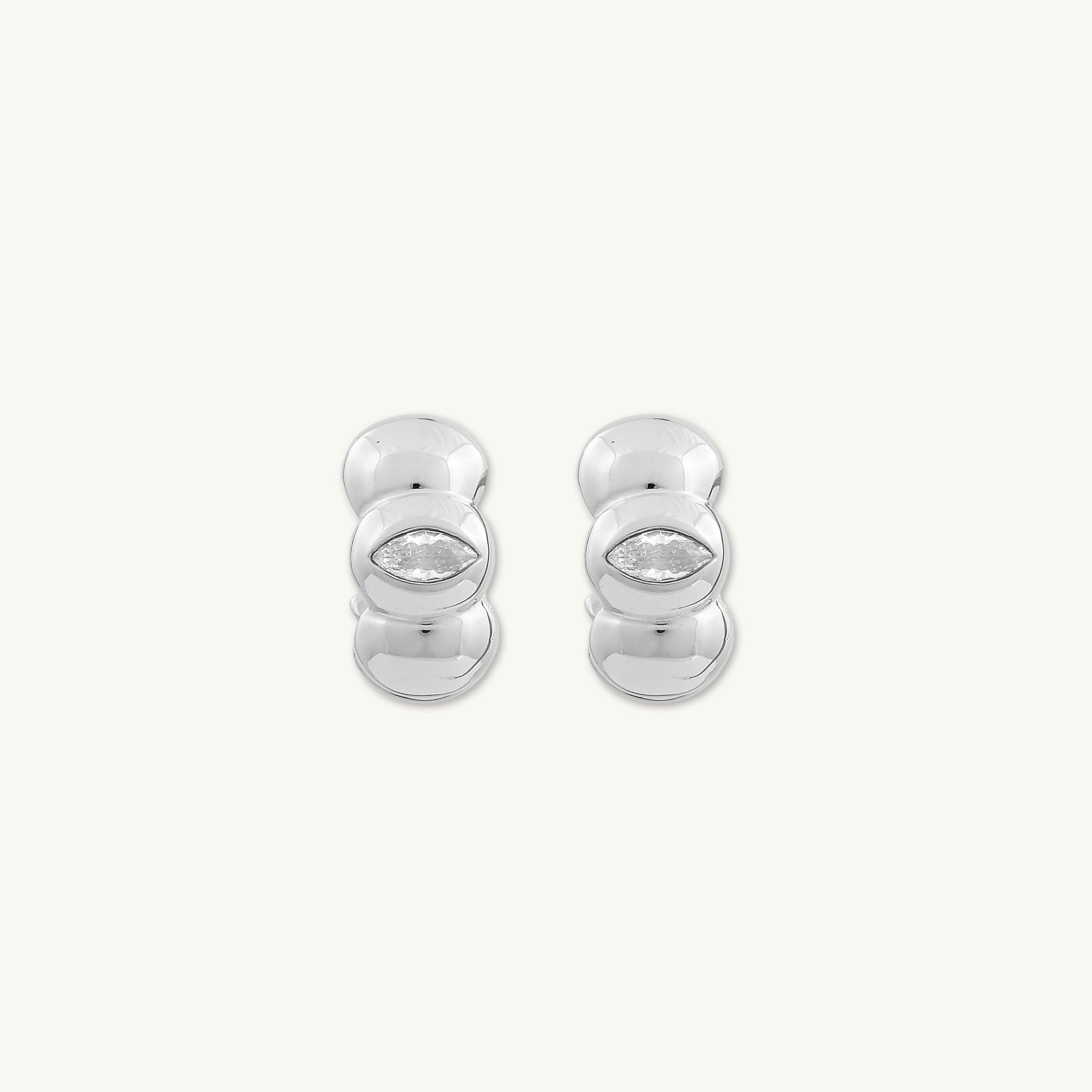 Marquise Eye Dome Huggie Earrings - Camile & Stone