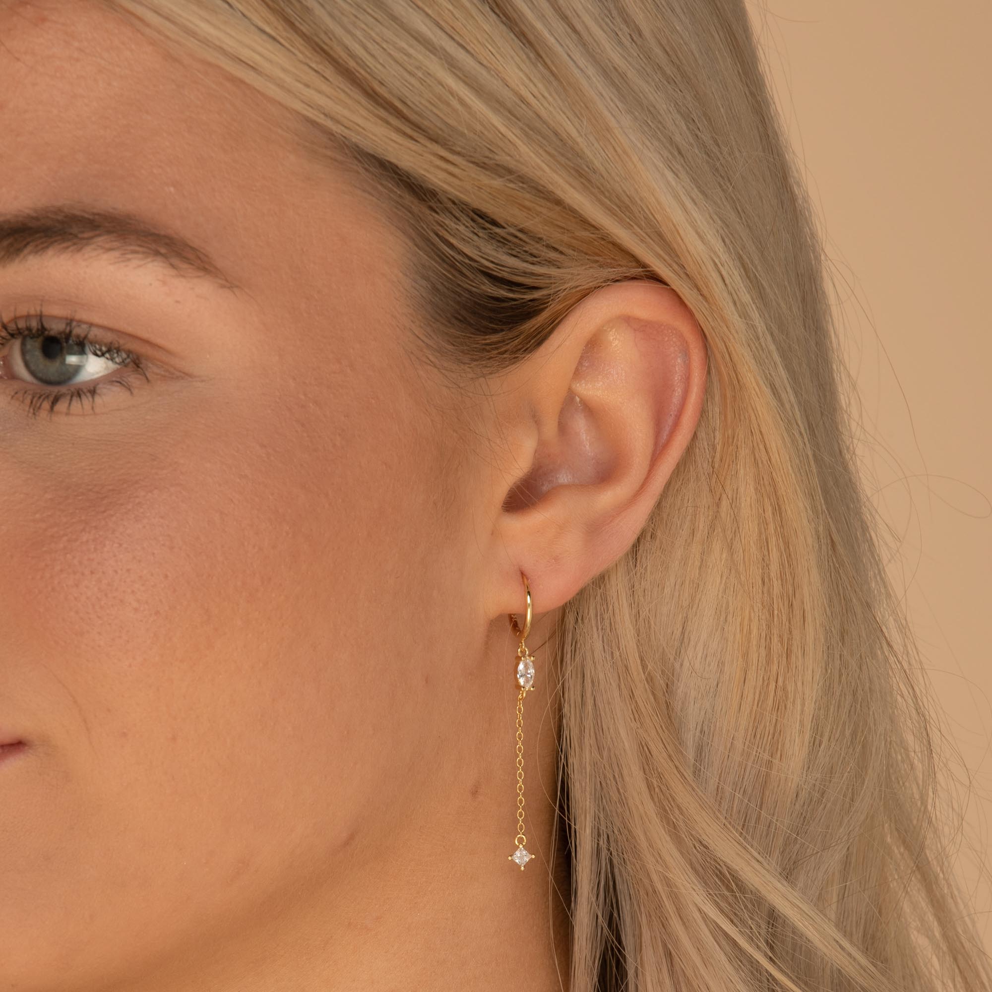 Marquise Sapphire Drop Huggie Earrings - Camile & Stone