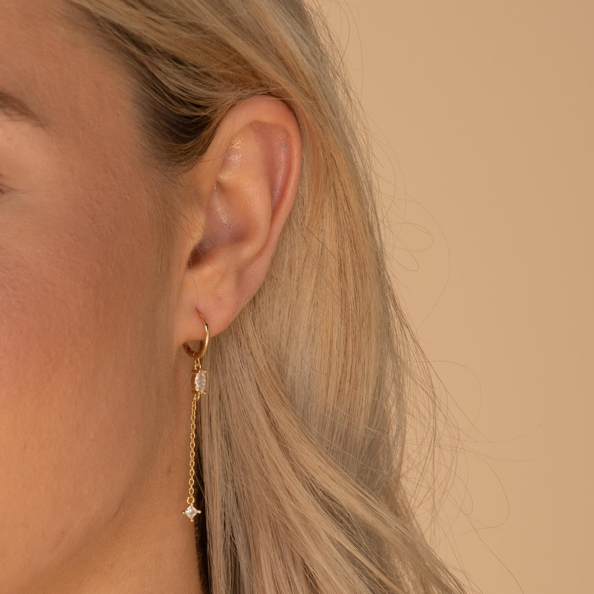 Marquise Sapphire Drop Huggie Earrings - Camile & Stone