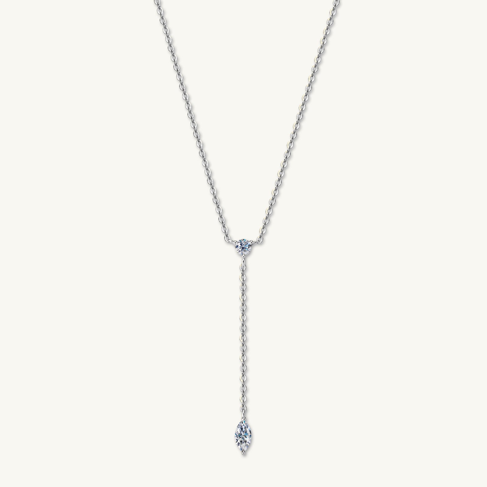 Marquise Y Drop Moissanite Long Necklace - Camile & Stone