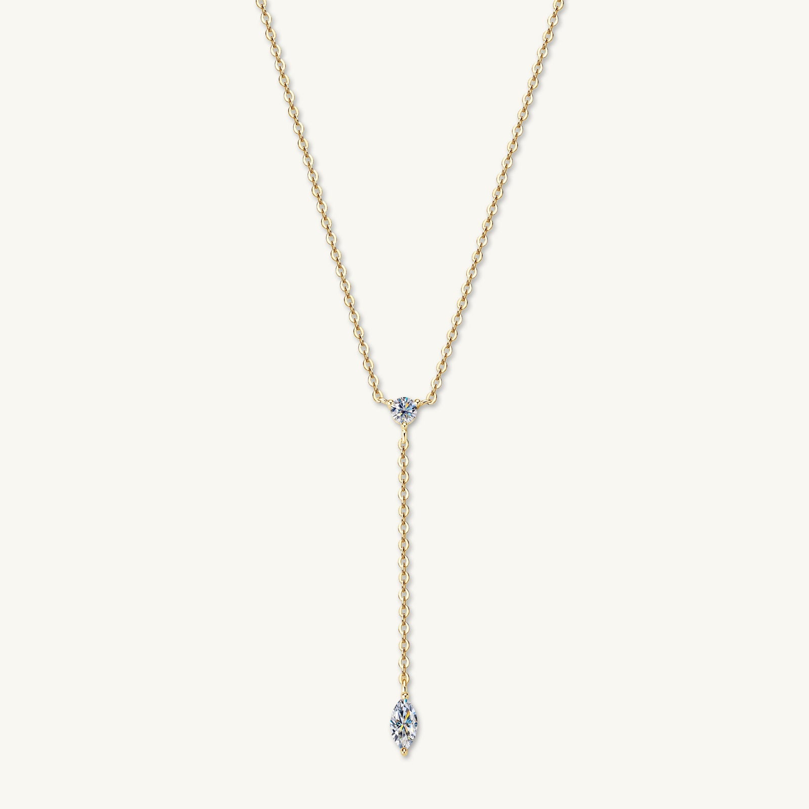 Marquise Y Drop Moissanite Long Necklace - Camile & Stone