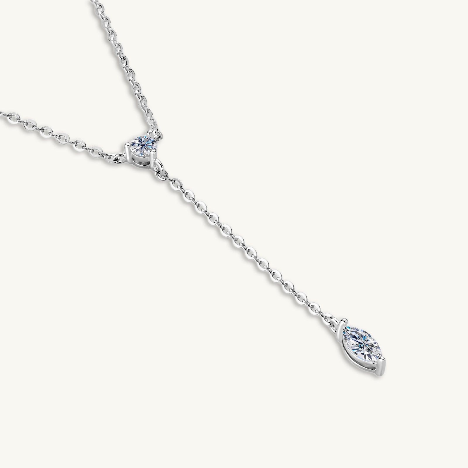Marquise Y Drop Moissanite Long Necklace - Camile & Stone