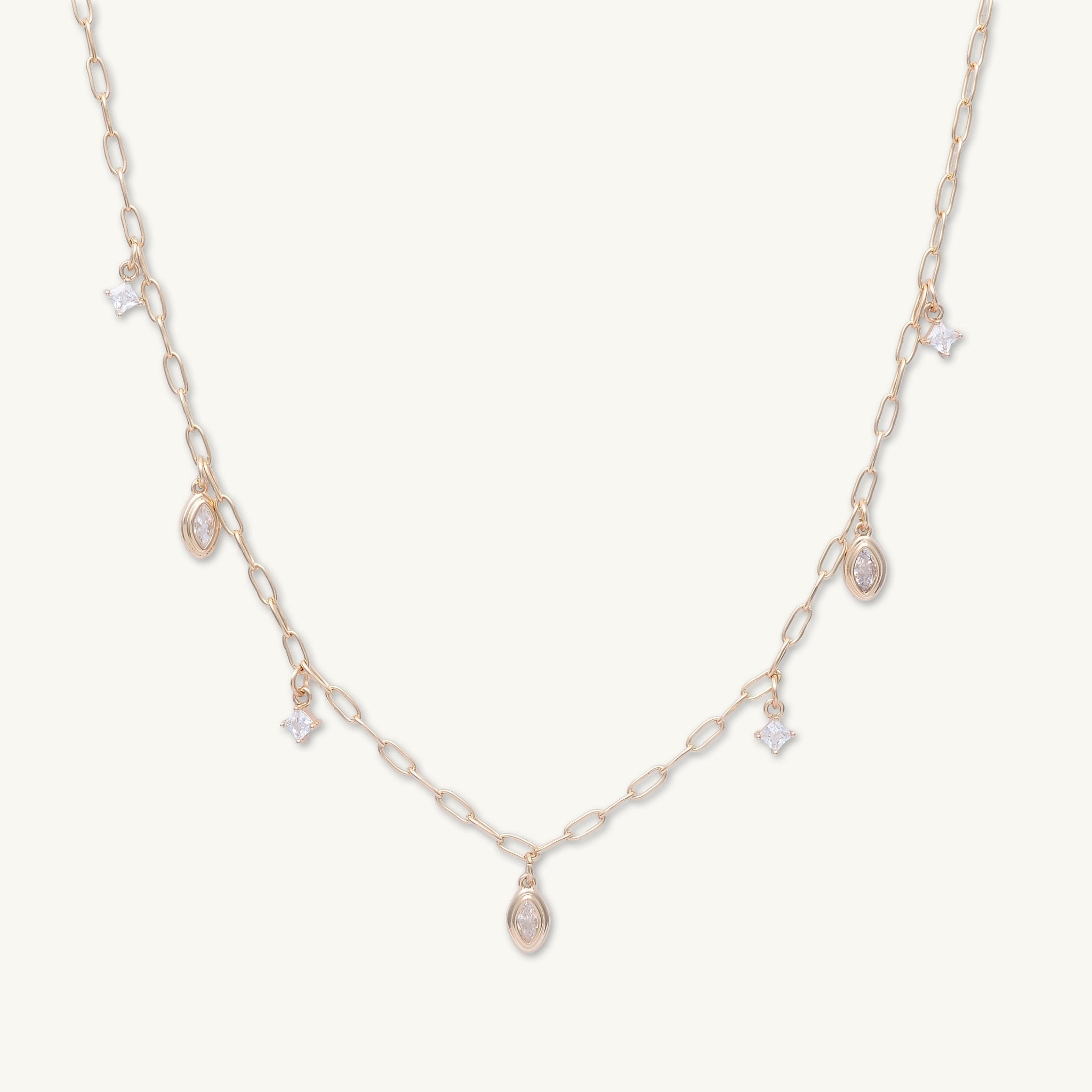 Marquise Zirconia Satellite Link Necklace - Camile & Stone