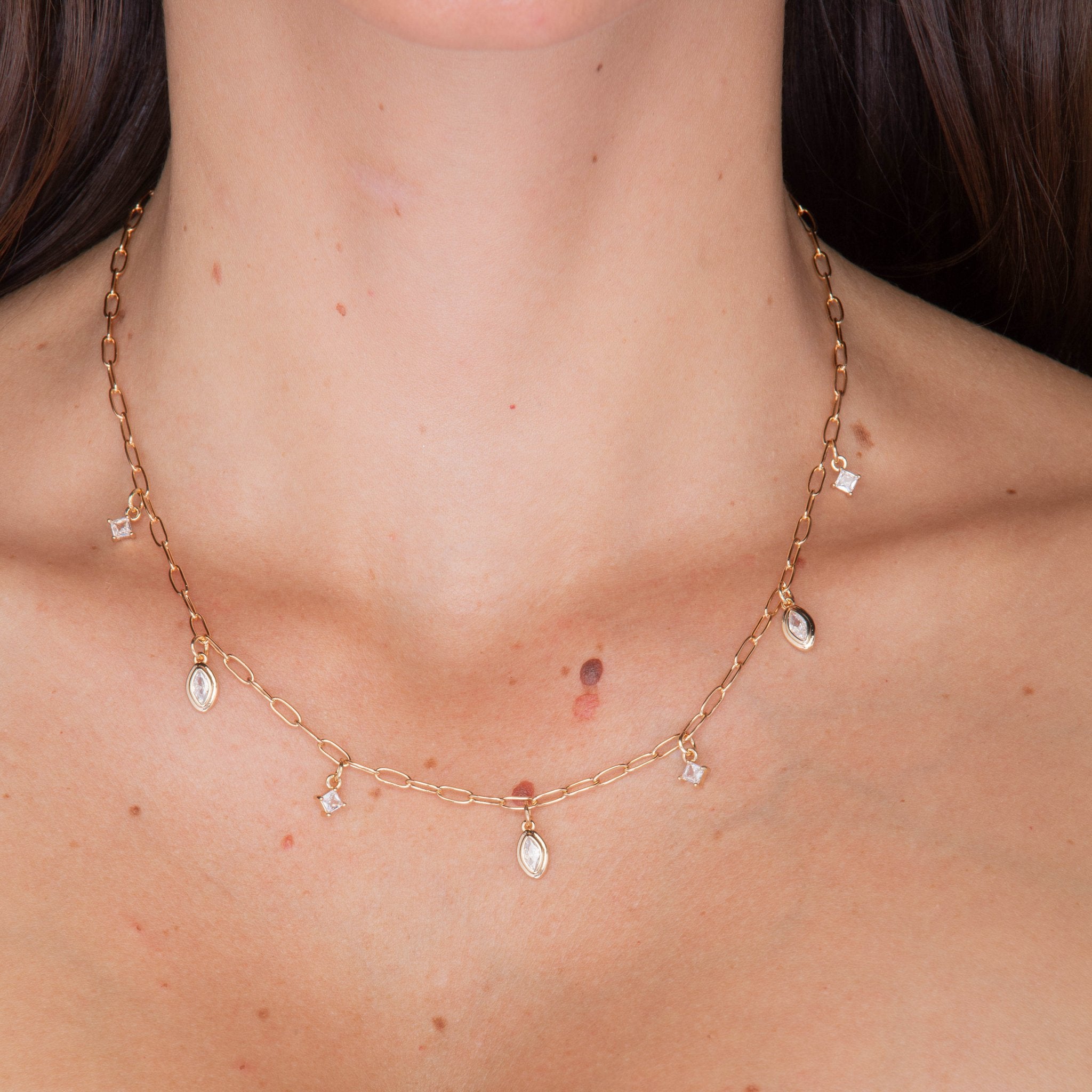 Marquise Zirconia Satellite Link Necklace - Camile & Stone