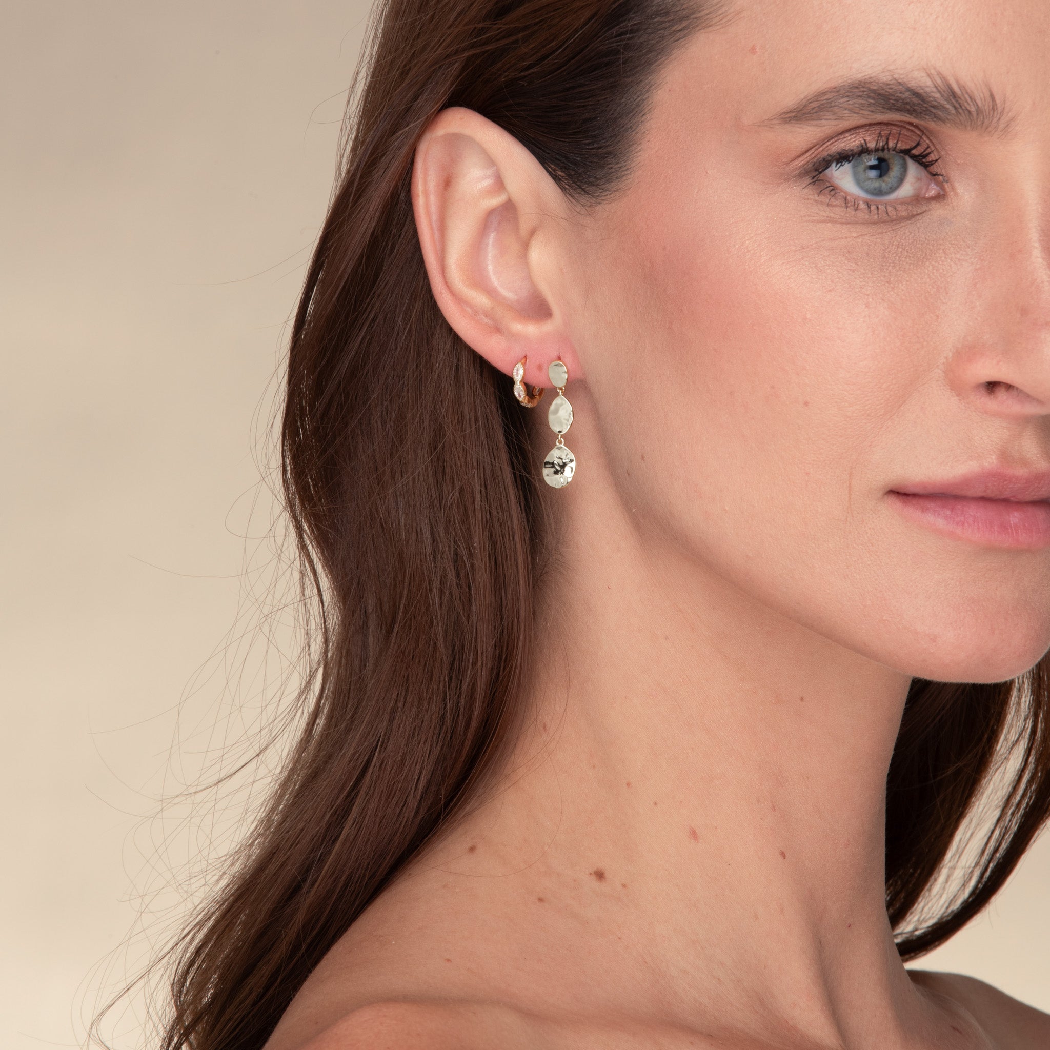 Molten Disc Dangle Stud Earrings - Camile & Stone