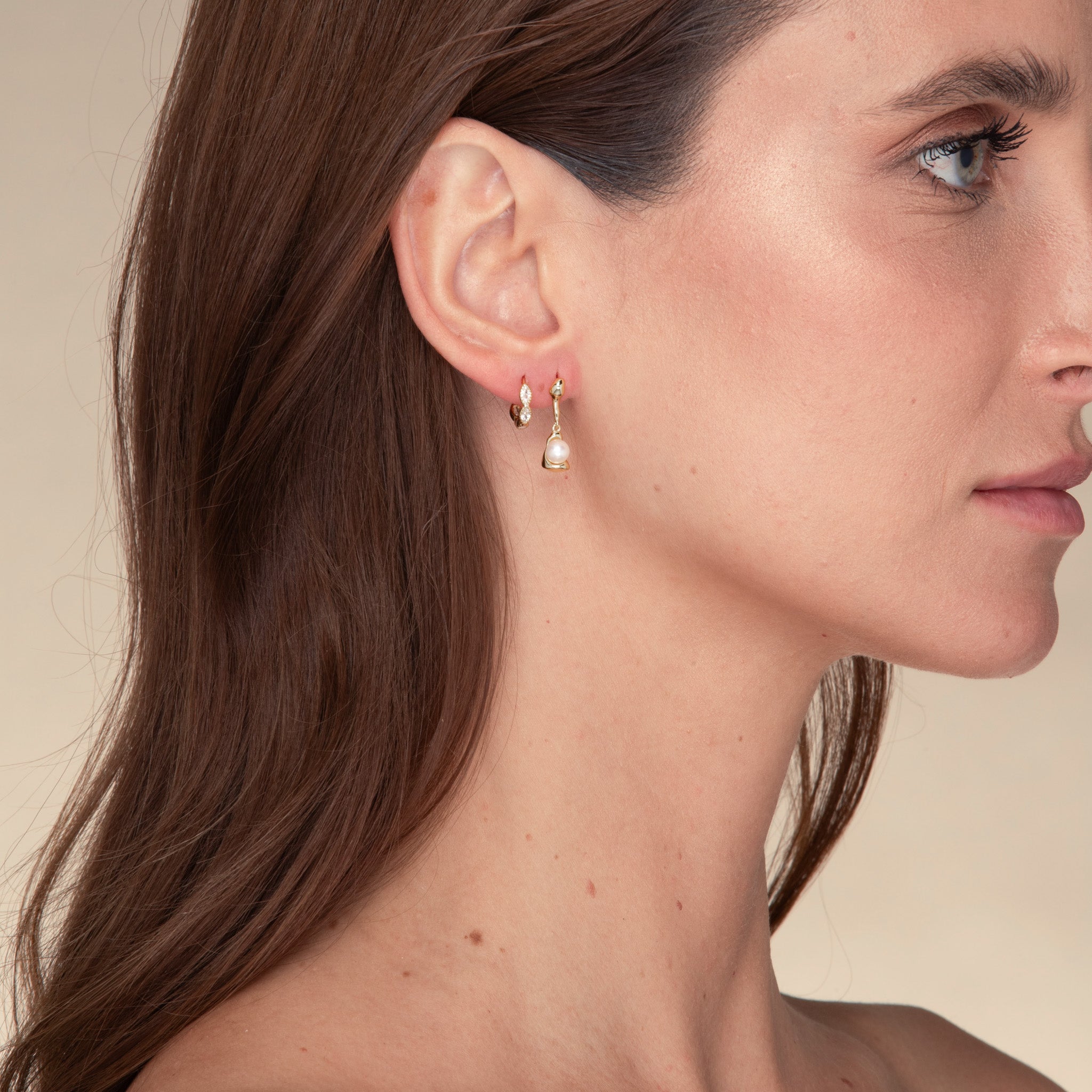 Molten Pearl Dangle Stud Earrings - Camile & Stone