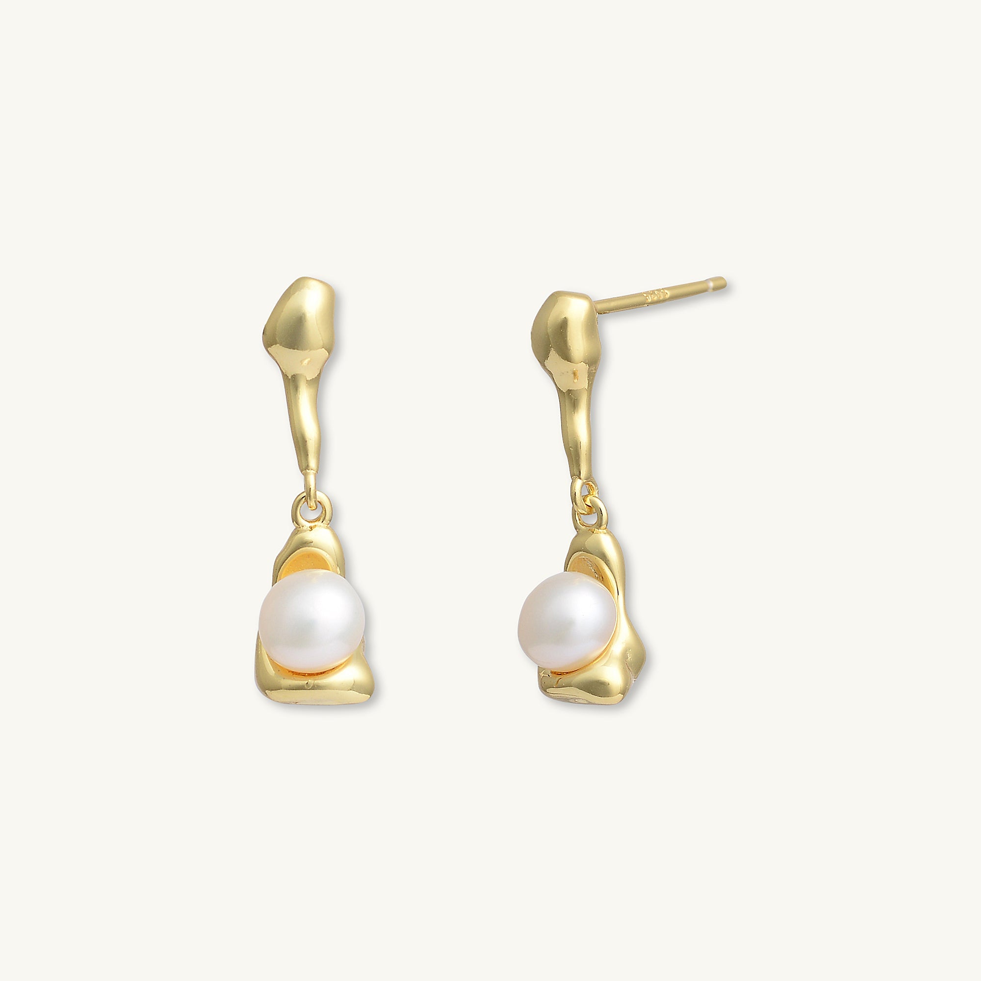 Molten Pearl Dangle Stud Earrings - Camile & Stone