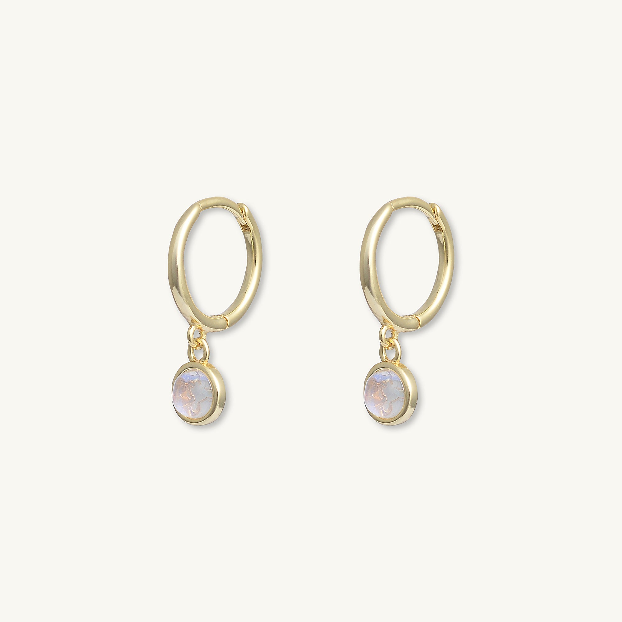 Moonstone Circle Dangle Huggie Earrings - Camile & Stone