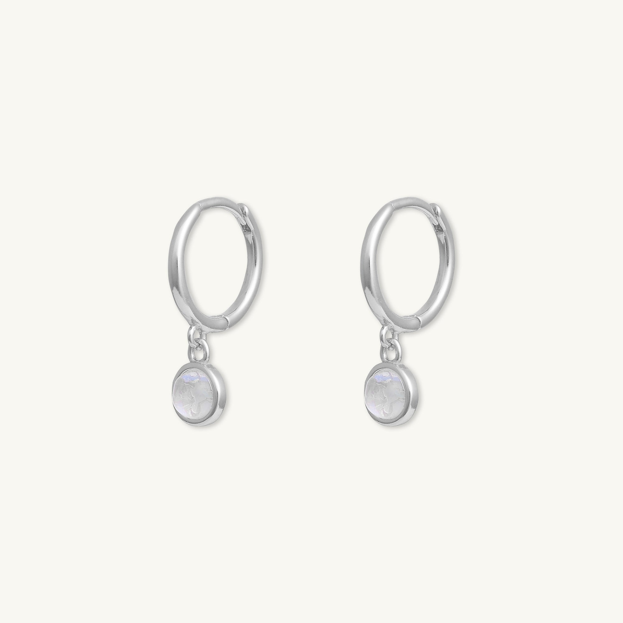 Moonstone Circle Dangle Huggie Earrings - Camile & Stone