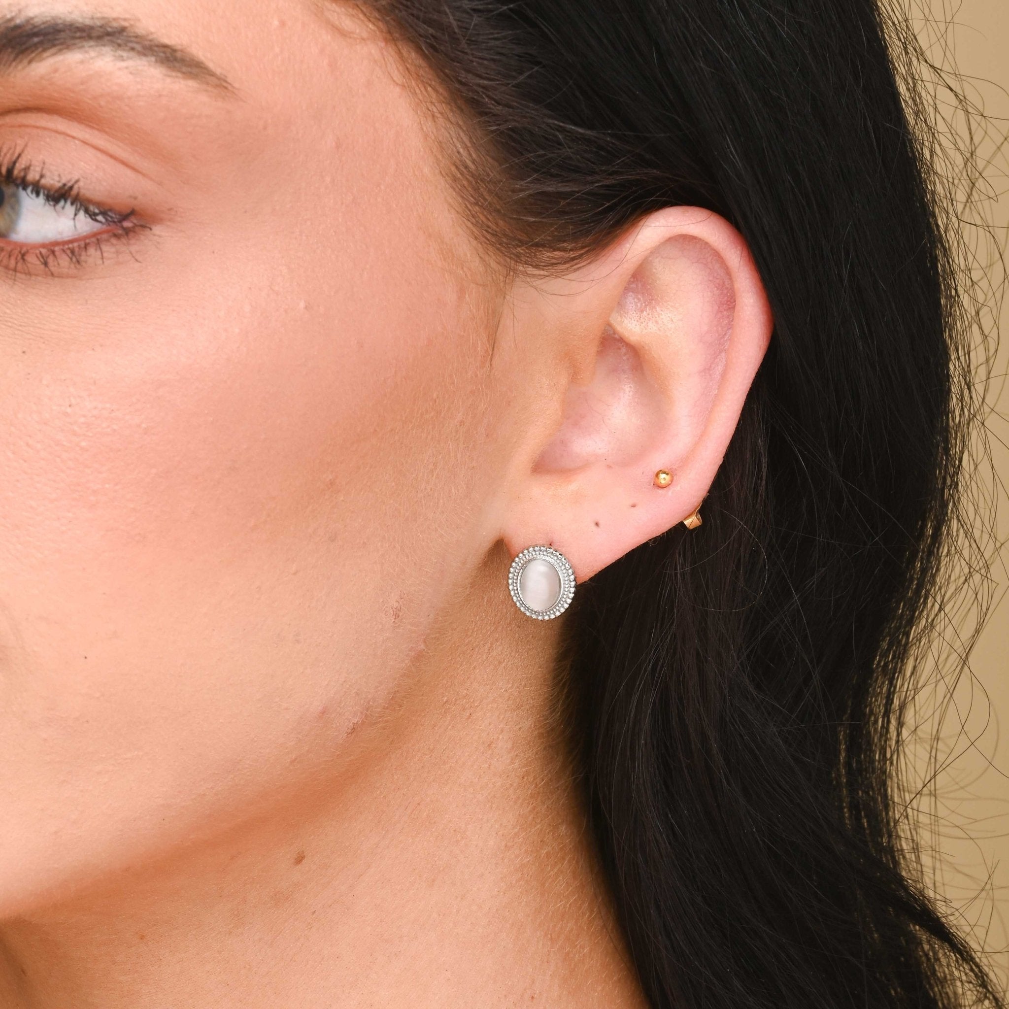 Moonstone Vintage Oval Earrings - Camile & Stone