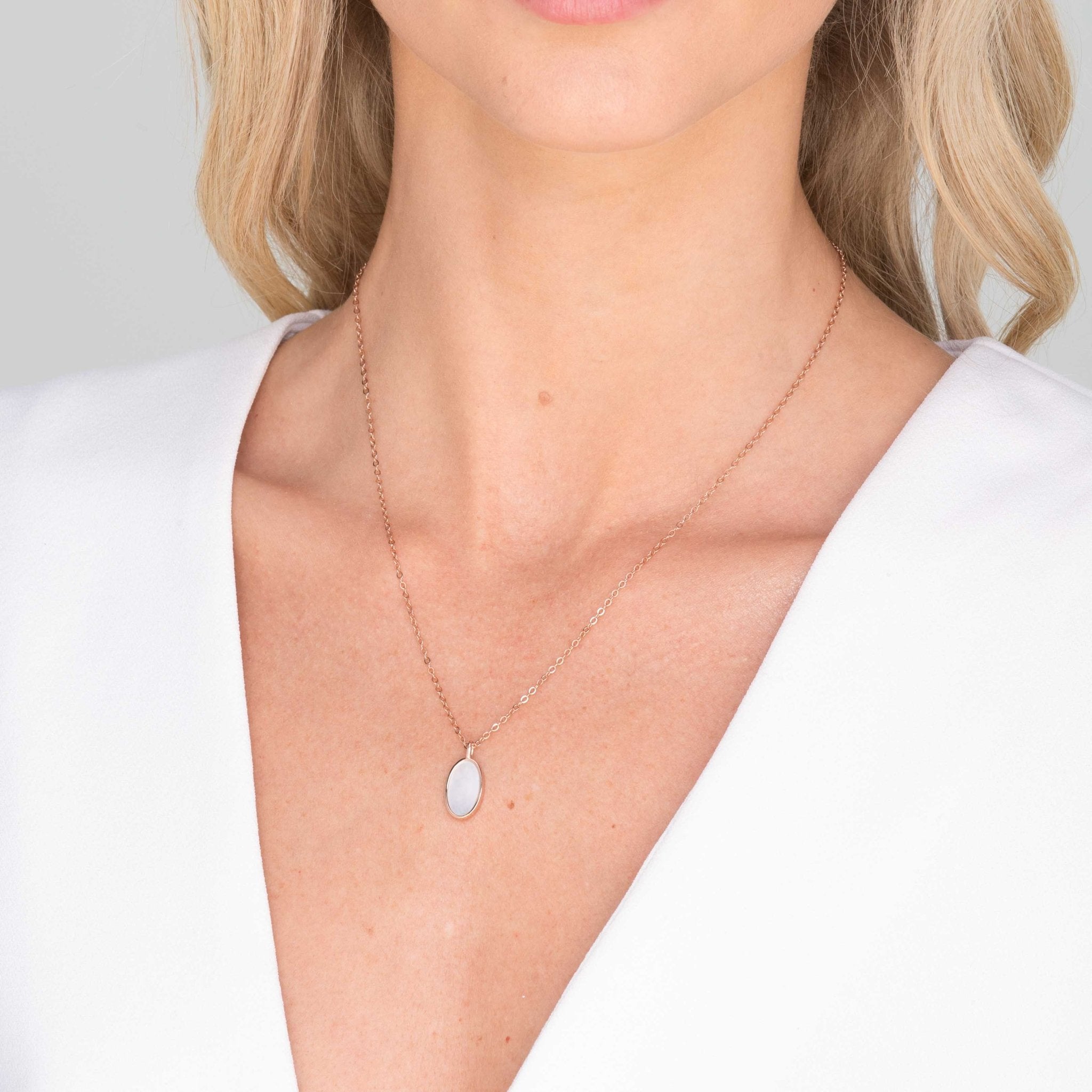 Mother Of Pearl Oval Medallion Necklace - Camile & Stone