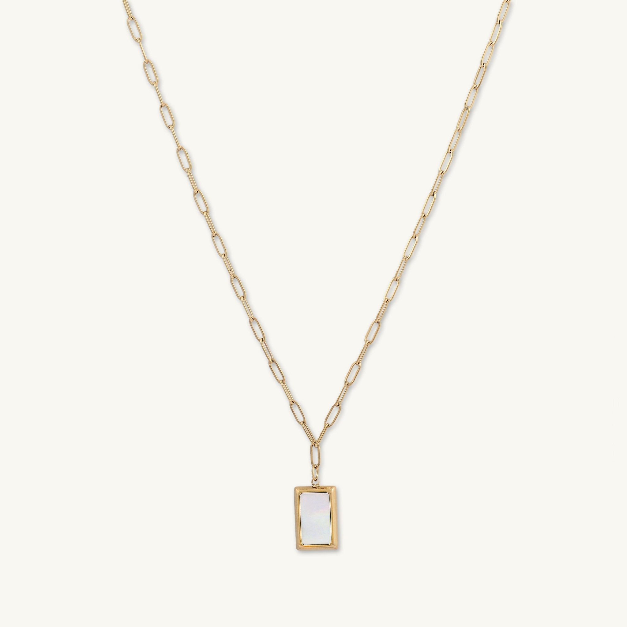 Mother Of Pearl Rectangular Link Necklace - Camile & Stone