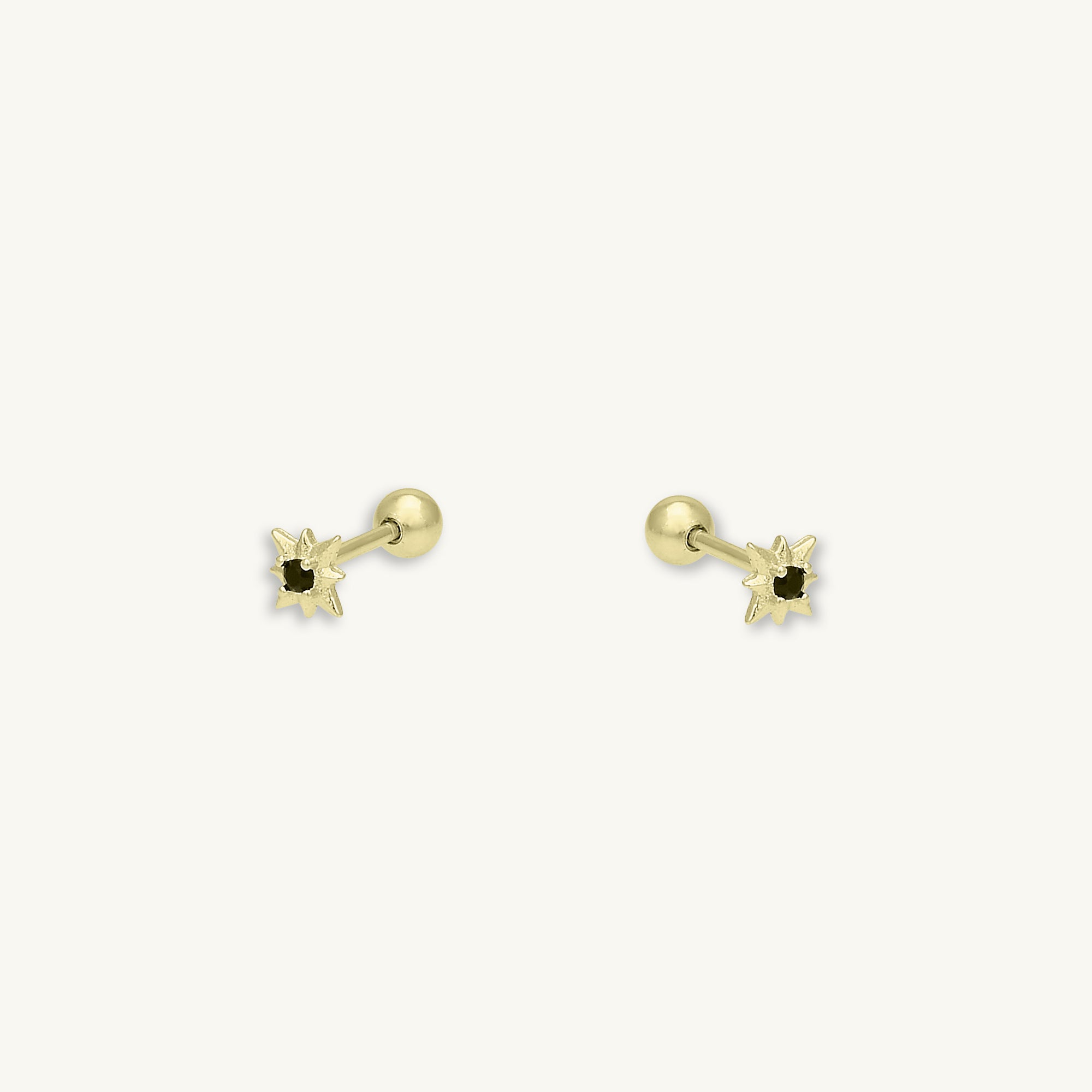 North Star Black Sapphire Barbell Stud Cartilage Earrings - Camile & Stone