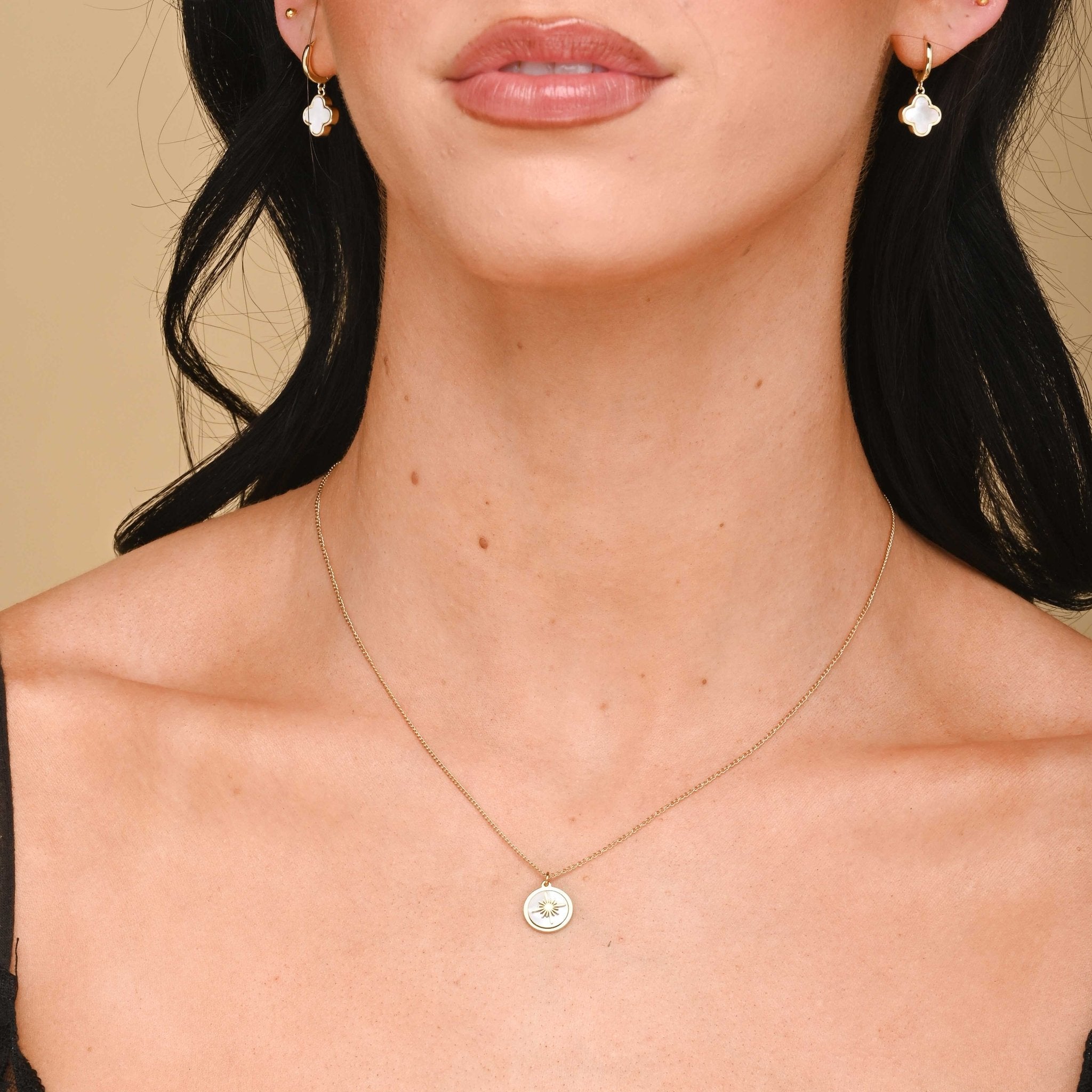 North Star Mother Of Pearl Medallion Necklace - Camile & Stone