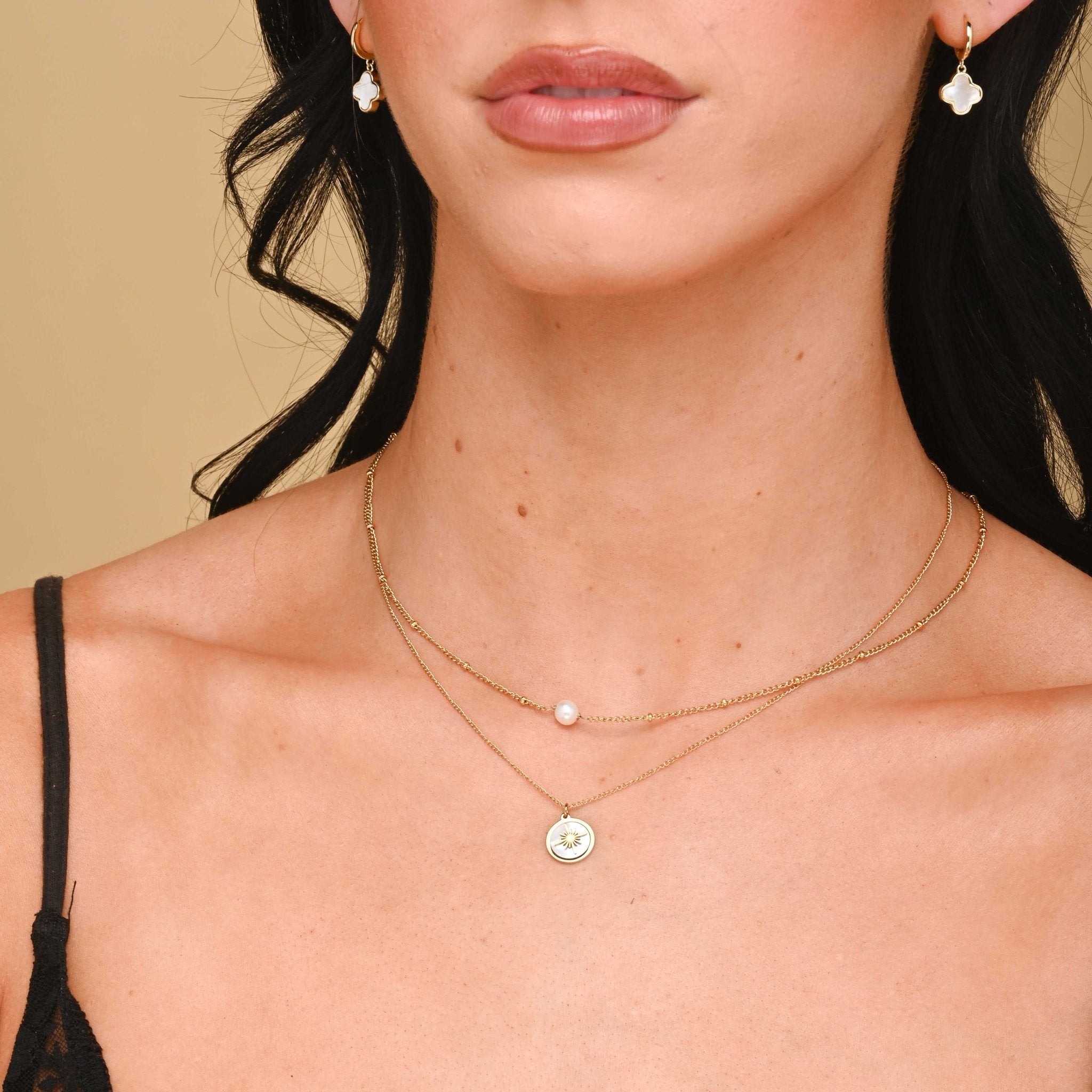 North Star Mother Of Pearl Medallion Necklace - Camile & Stone