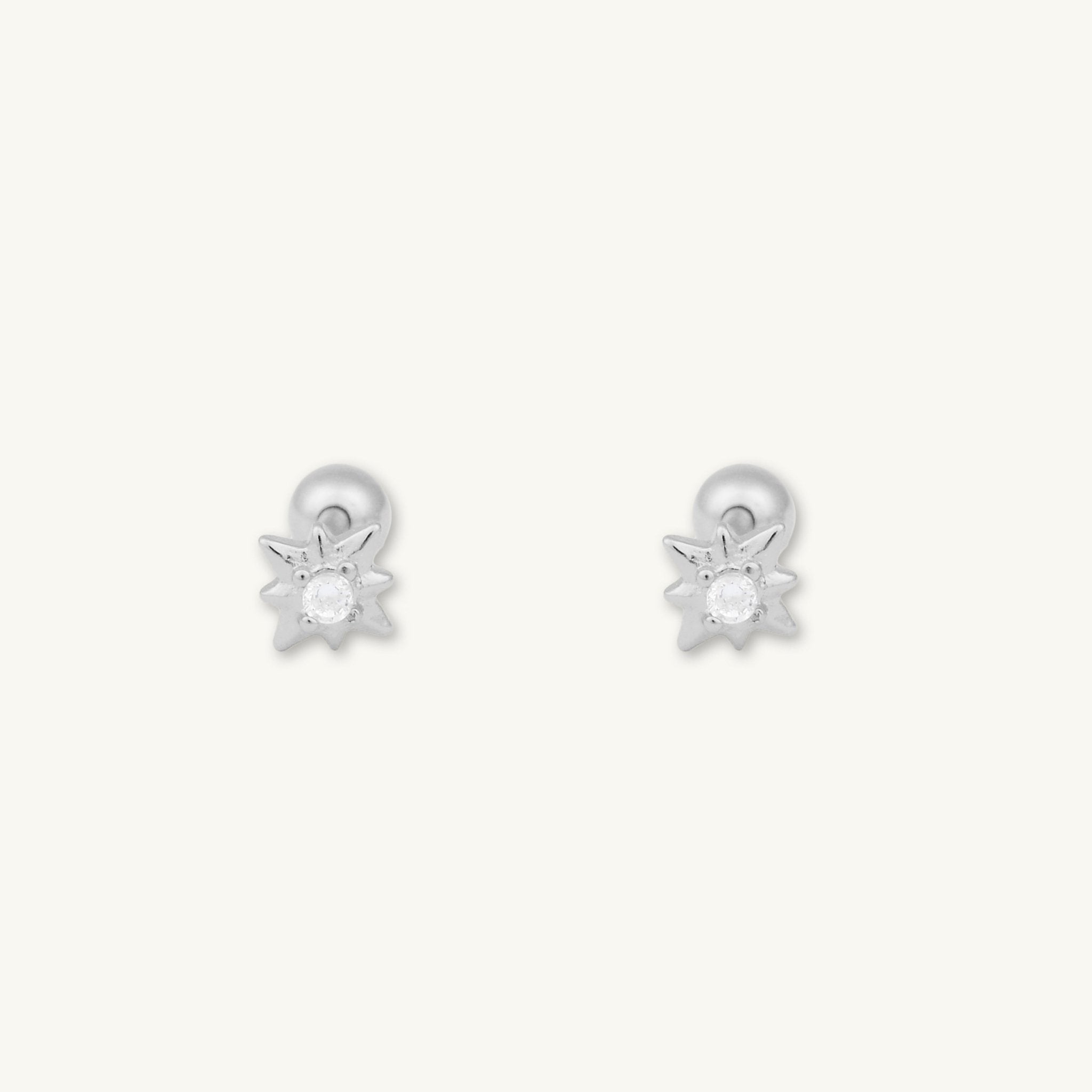 North Star Sapphire Barbell Stud Cartilage Earrings - Camile & Stone