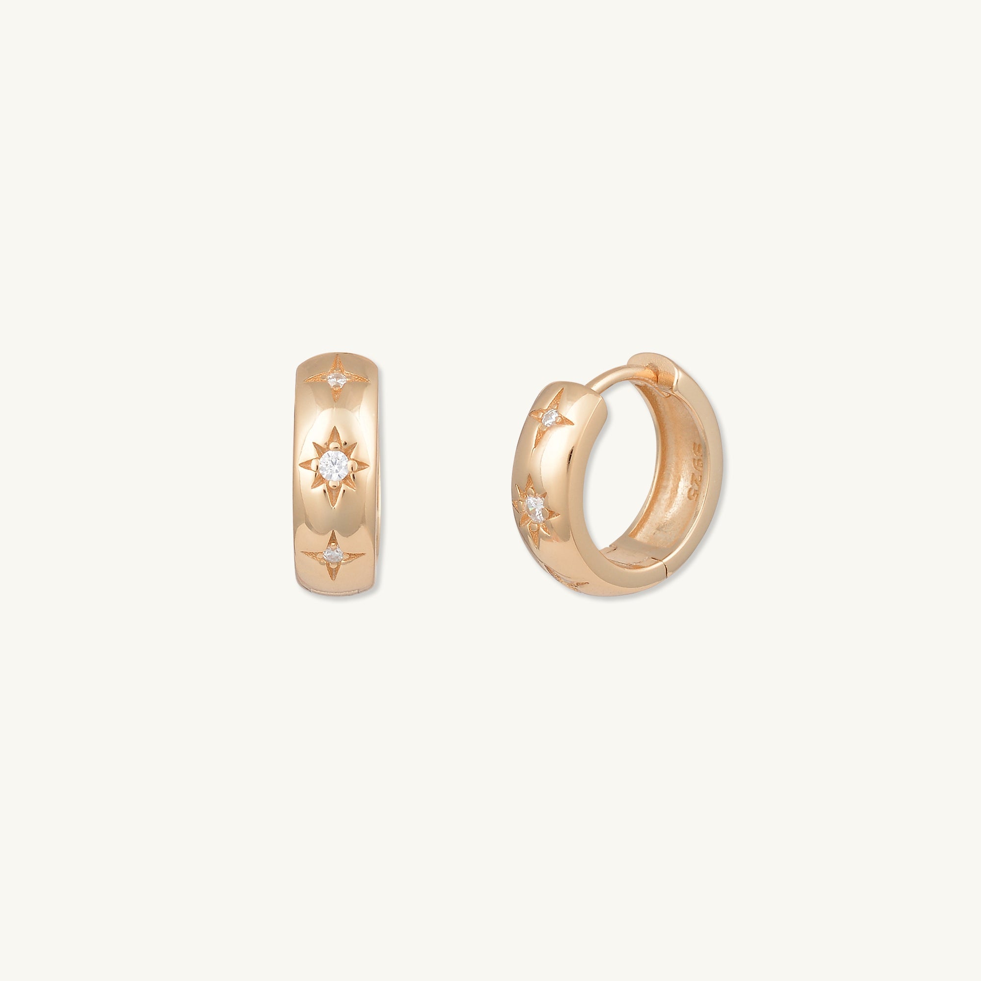 North Star Thick Huggie Earrings - Camile & Stone