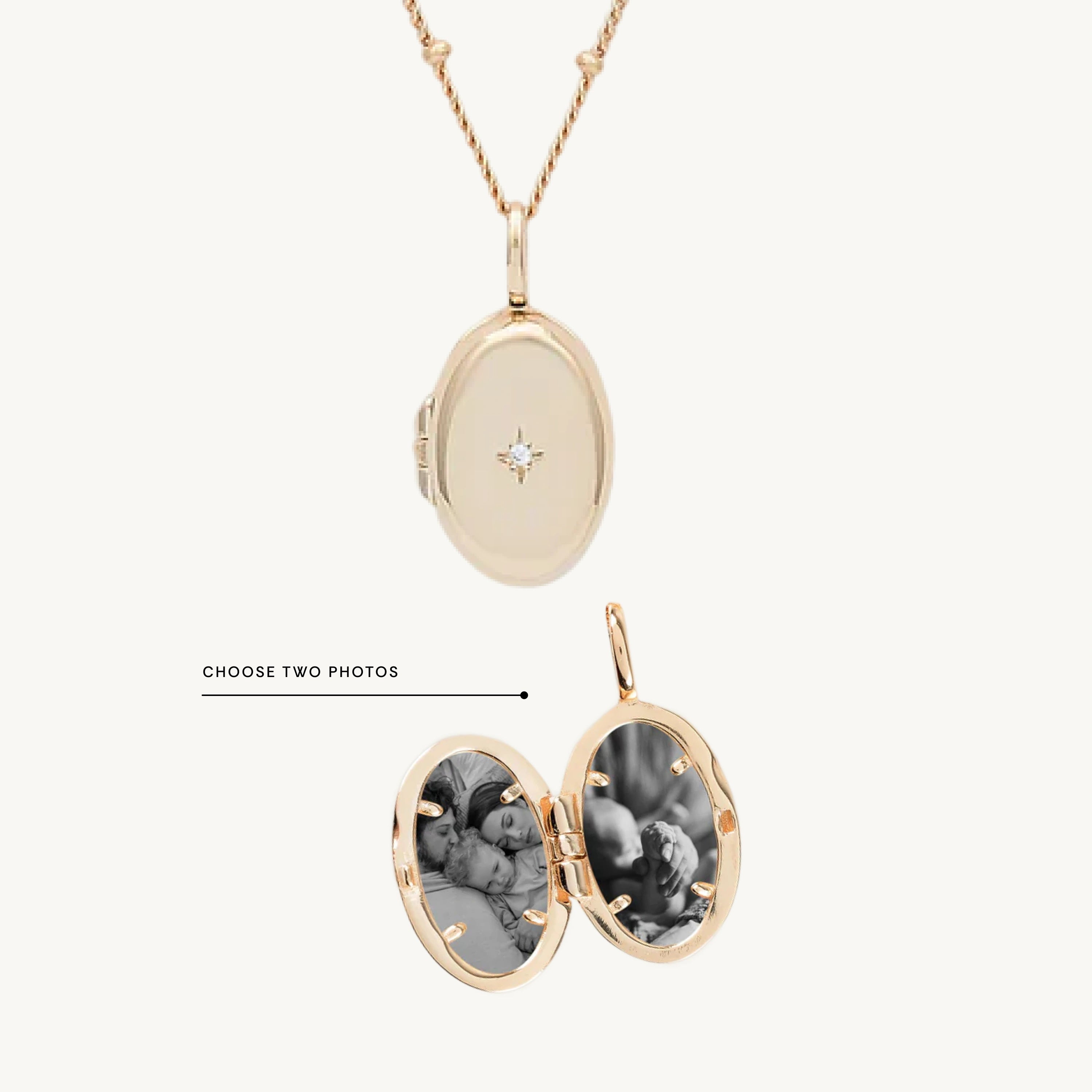 Oval North Star Photo Locket Necklace