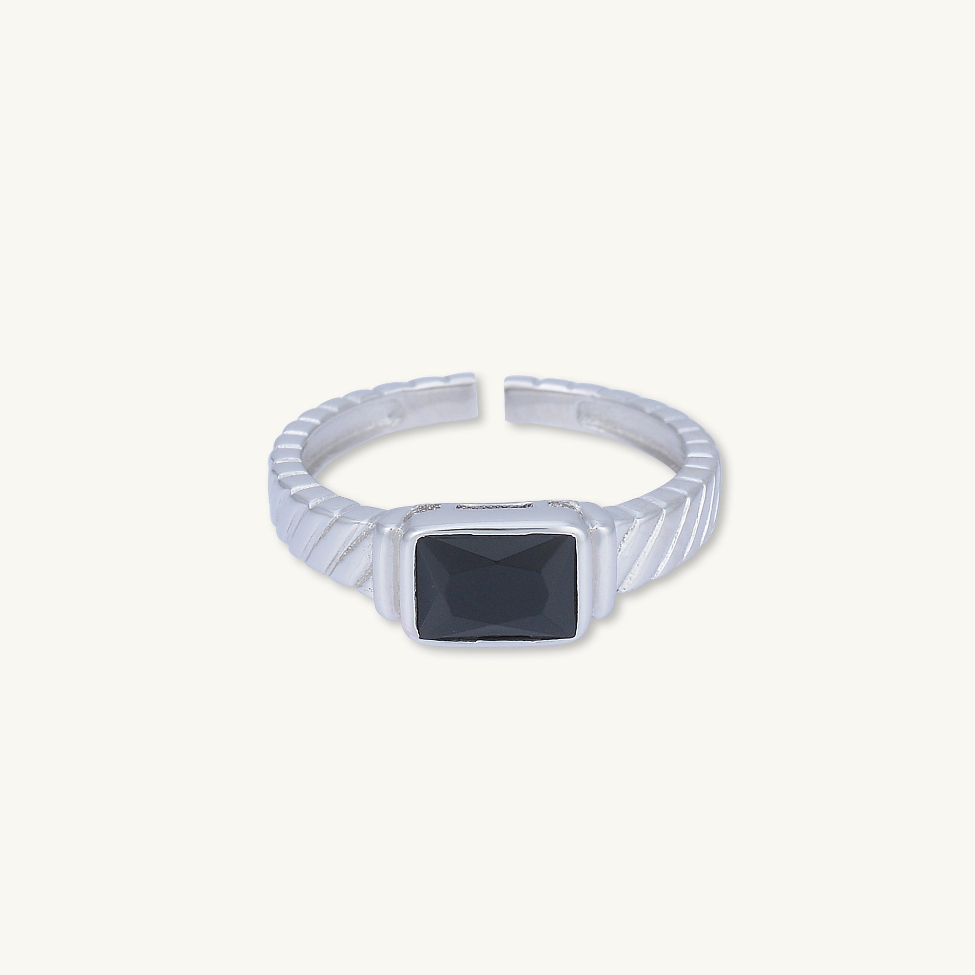 Onyx Baguette Twist Open Ring - Camile & Stone