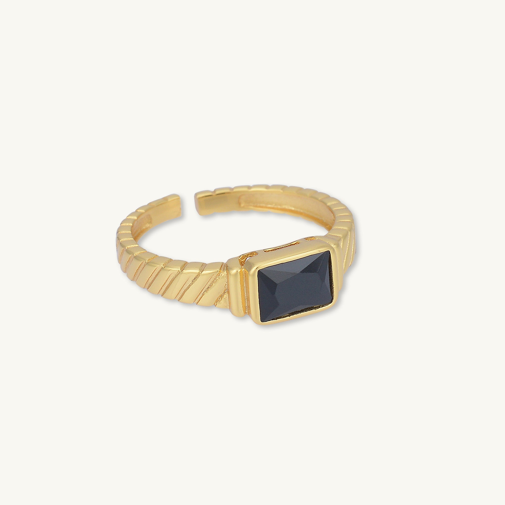 Onyx Baguette Twist Open Ring - Camile & Stone
