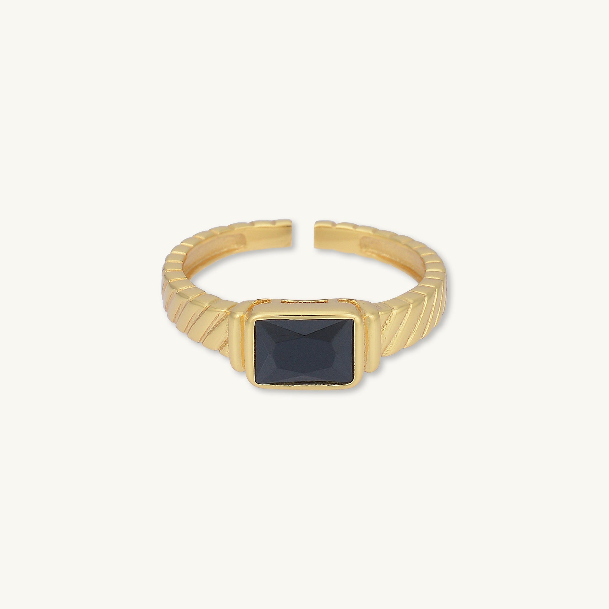 Onyx Baguette Twist Open Ring - Camile & Stone