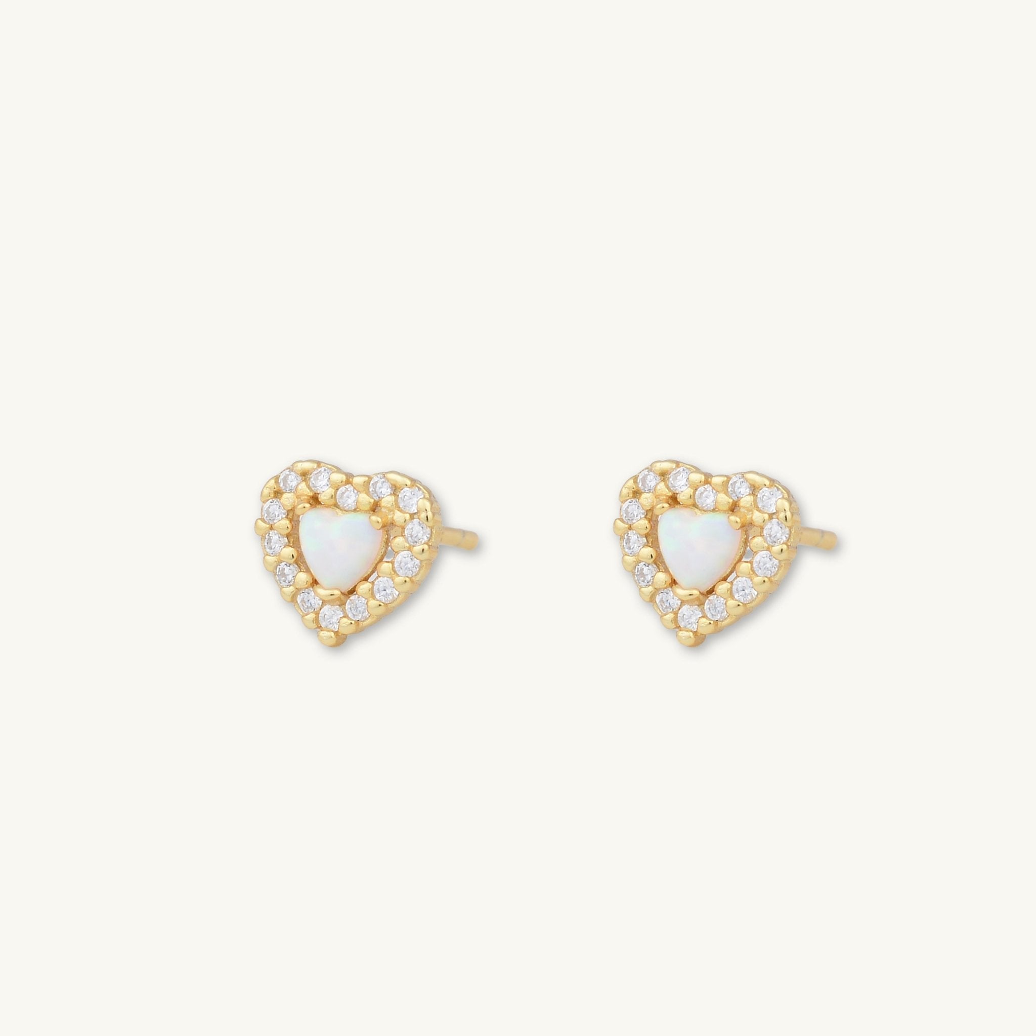 Opal Heart Sapphire Stud Earrings - Camile & Stone
