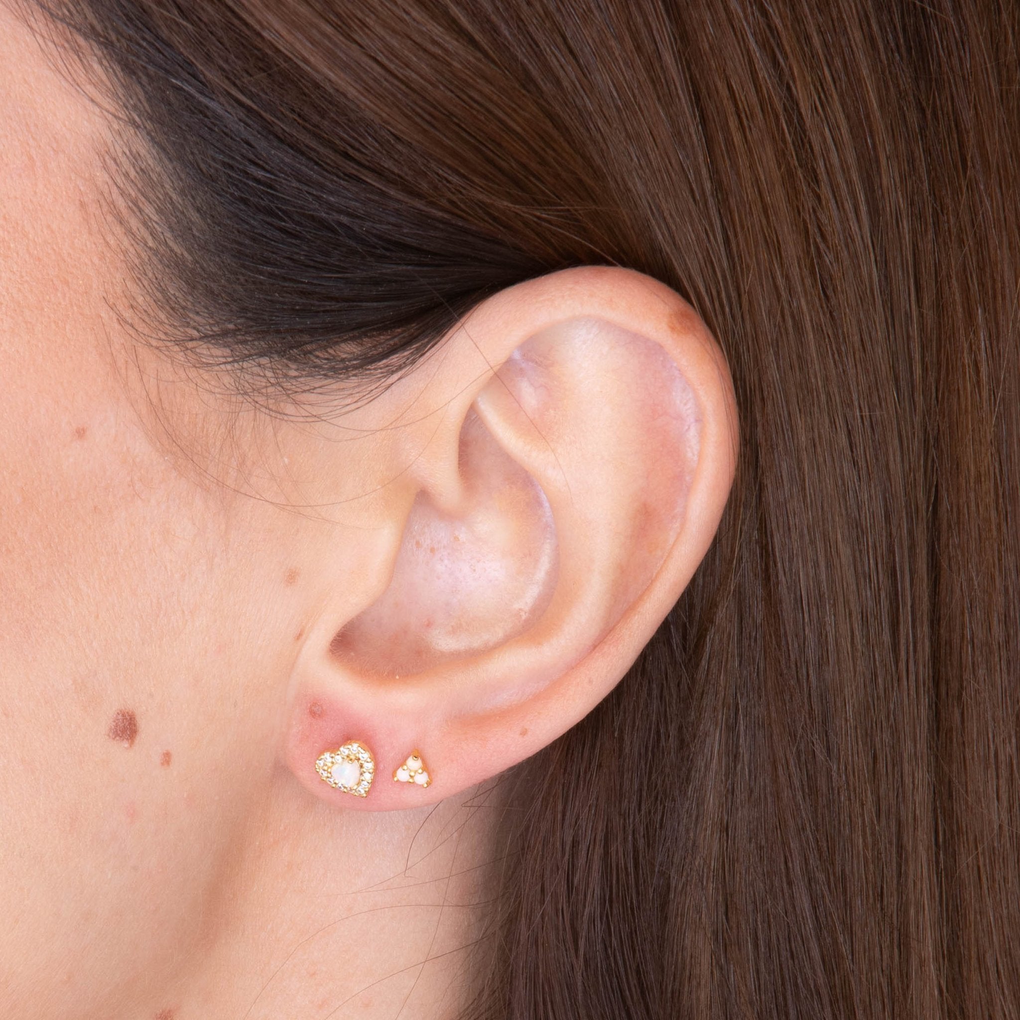 Opal Heart Sapphire Stud Earrings - Camile & Stone