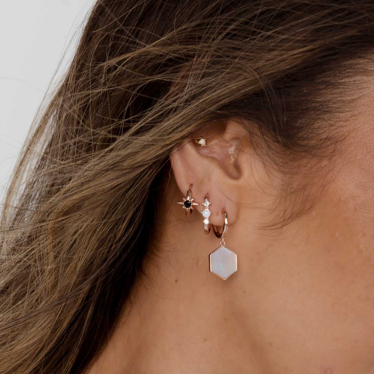 Opal Sapphire Huggie Earrings - Camile & Stone